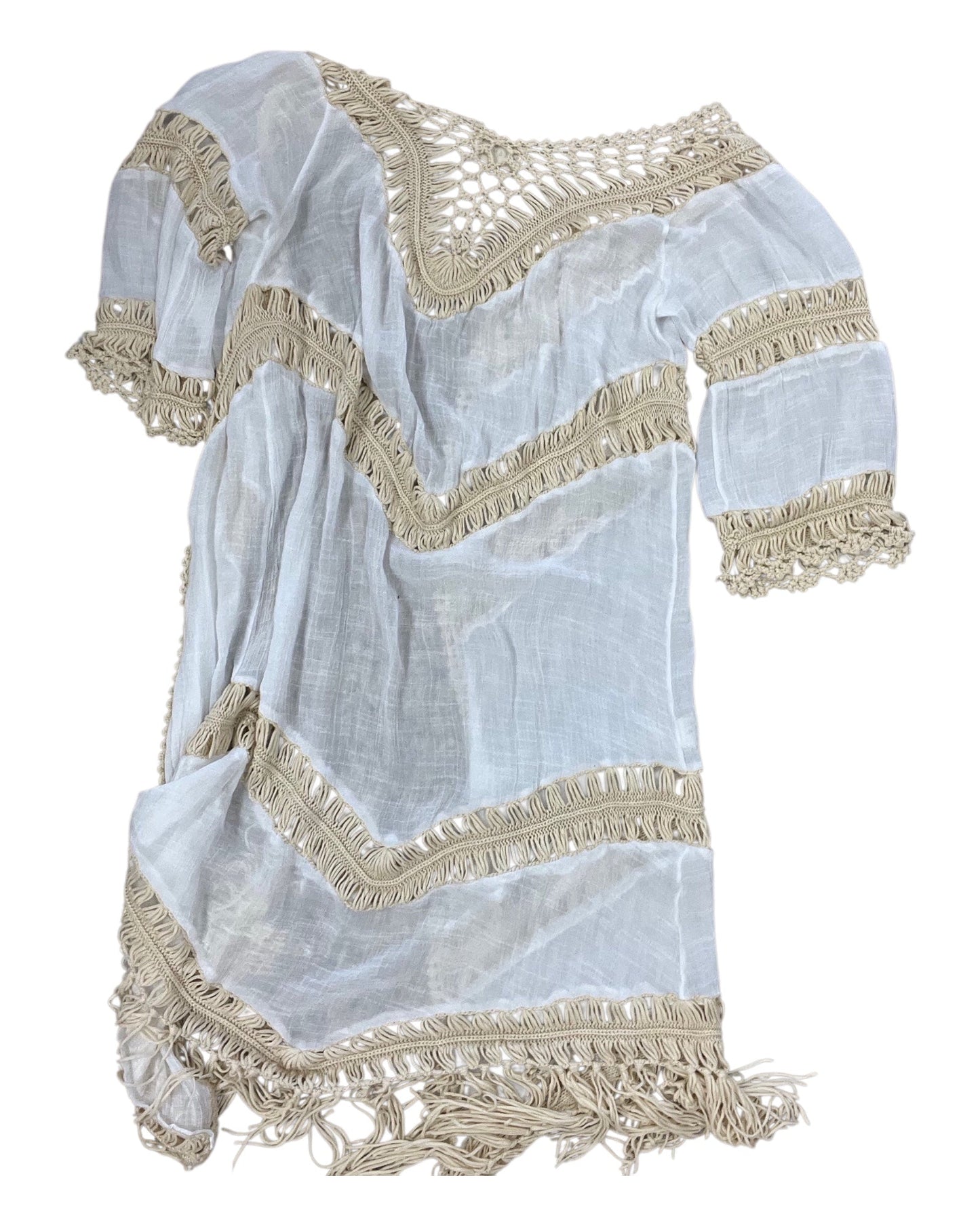 Cardigan By Dreamers In Cream & White, Size:M