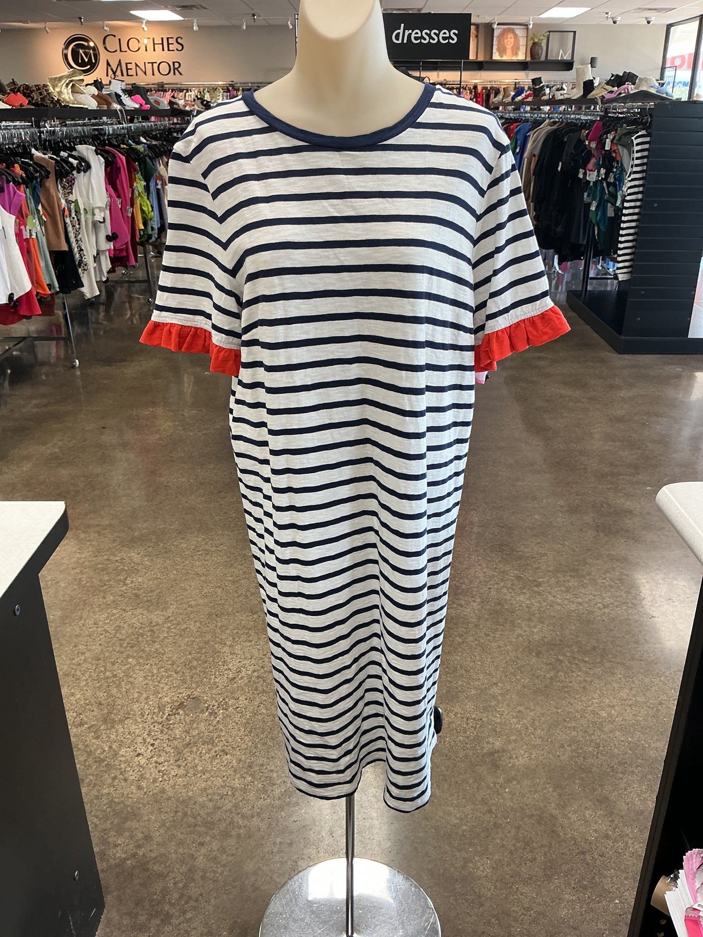 Dress Casual Midi By Boden In Blue & White, Size:12