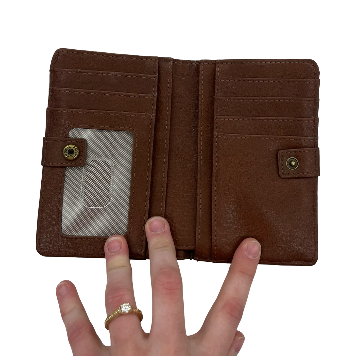 Wallet Leather By Fossil In Brown, Size:Medium