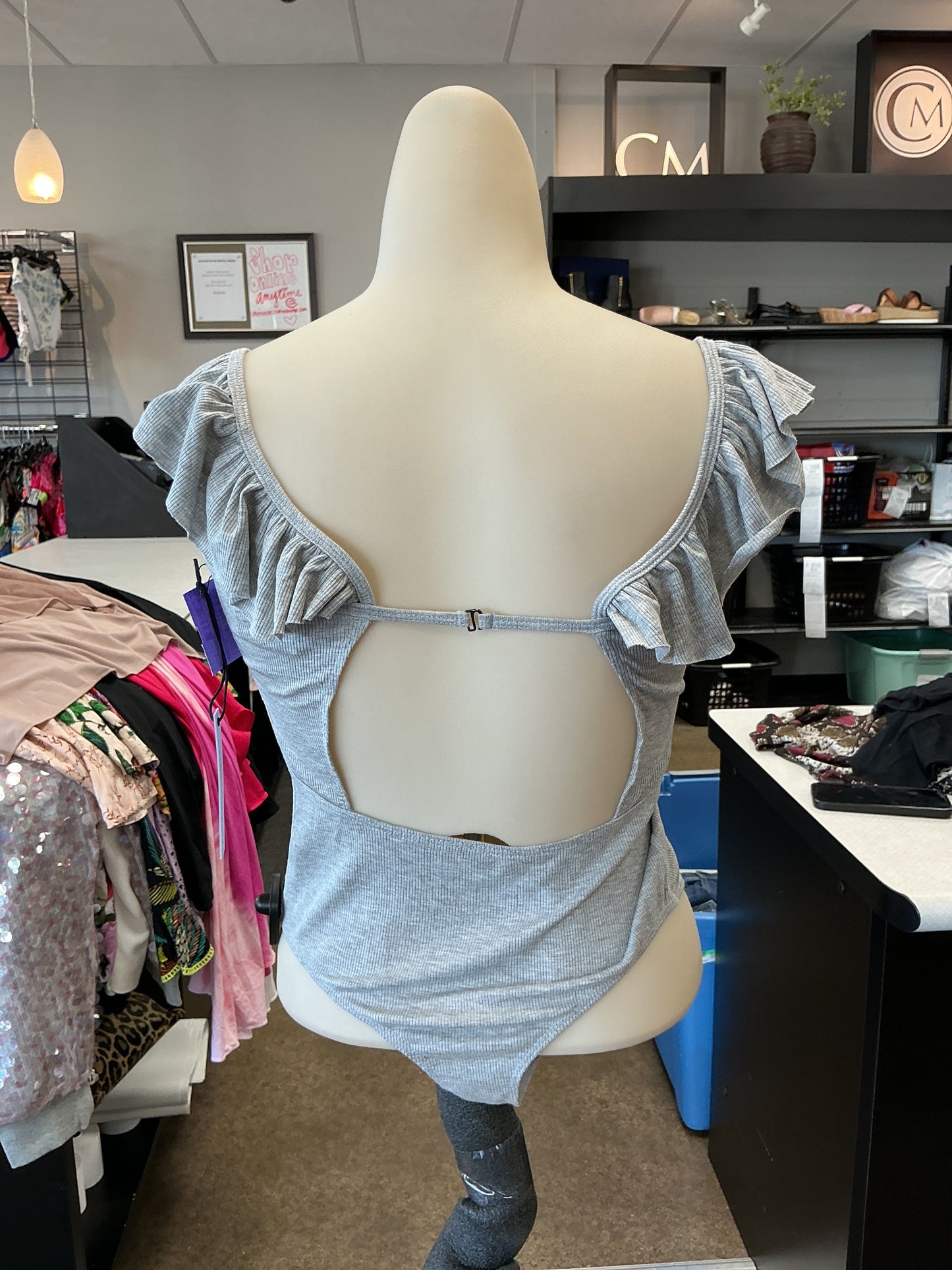 Bodysuit By Clothes Mentor In Grey, Size:S