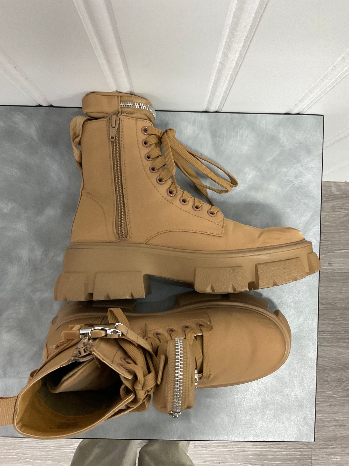 Boots Combat By Steve Madden In Tan, Size:7.5