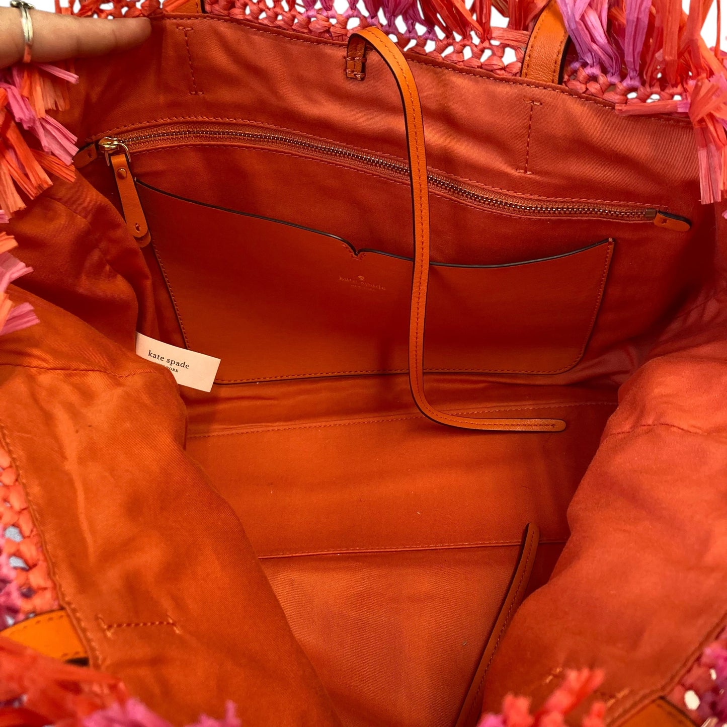 Tote Designer By Kate Spade In Orange & Pink, Size:Large