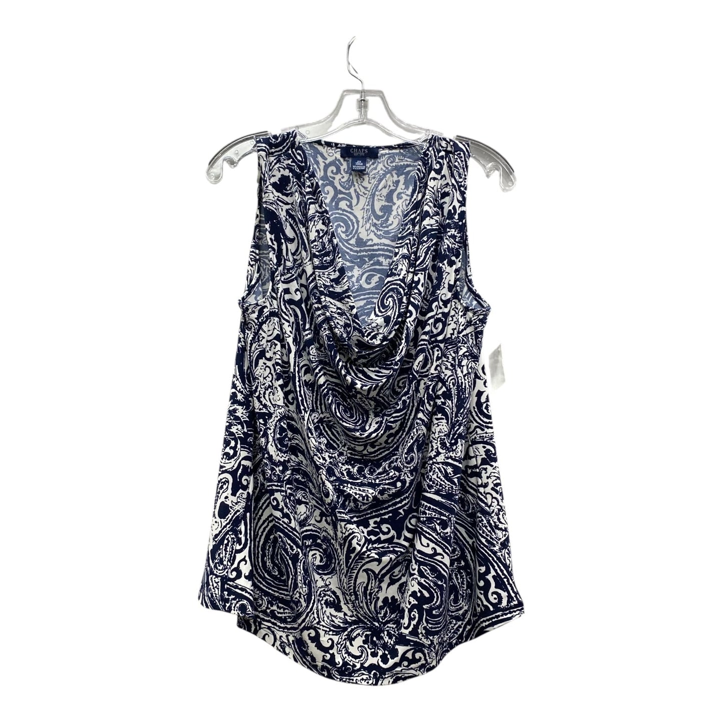Top Sleeveless By Chaps In Blue & White, Size:2X