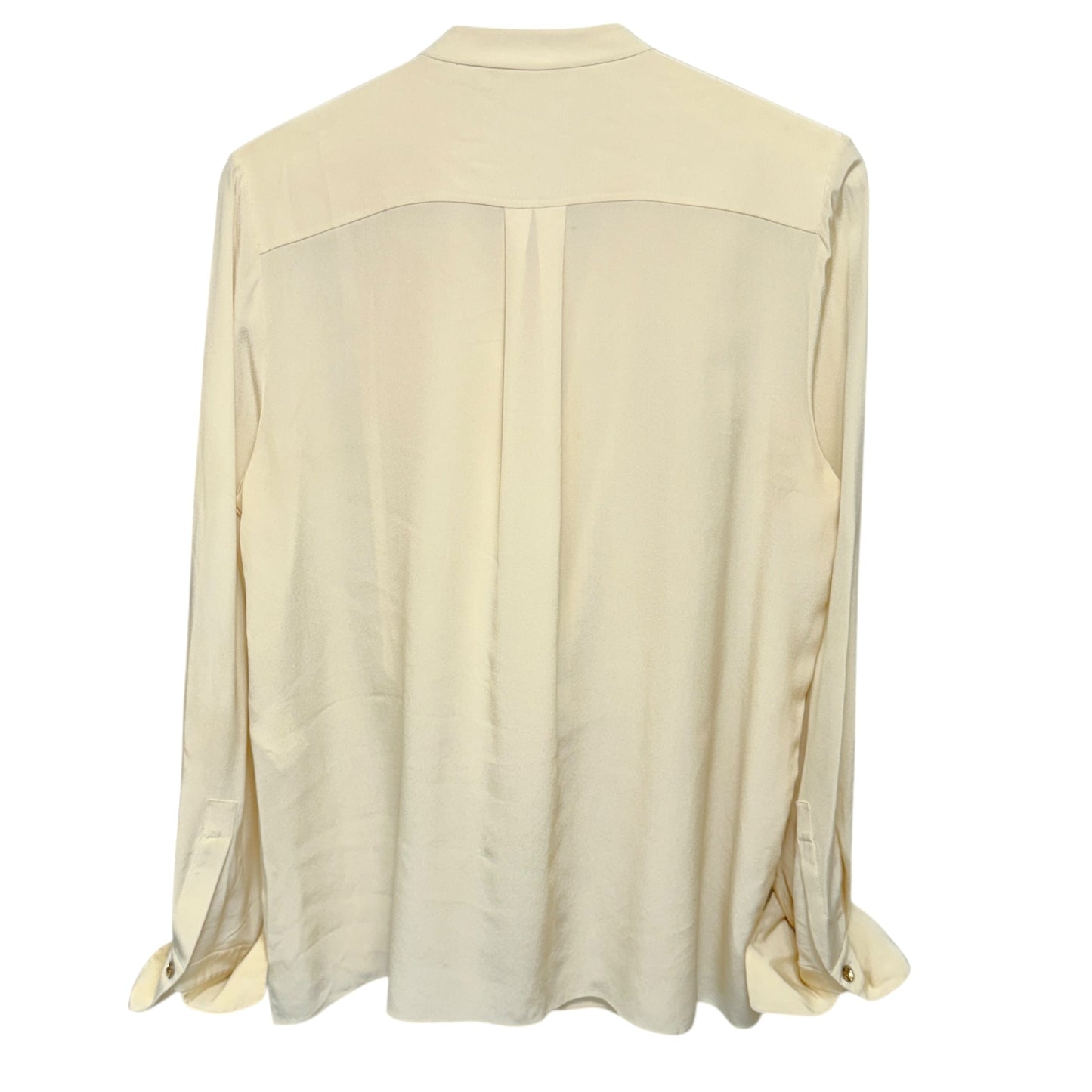 Ruffled Silk Pleated Blouse Designer By Chloe In Cream, Size: US 8/FR 40