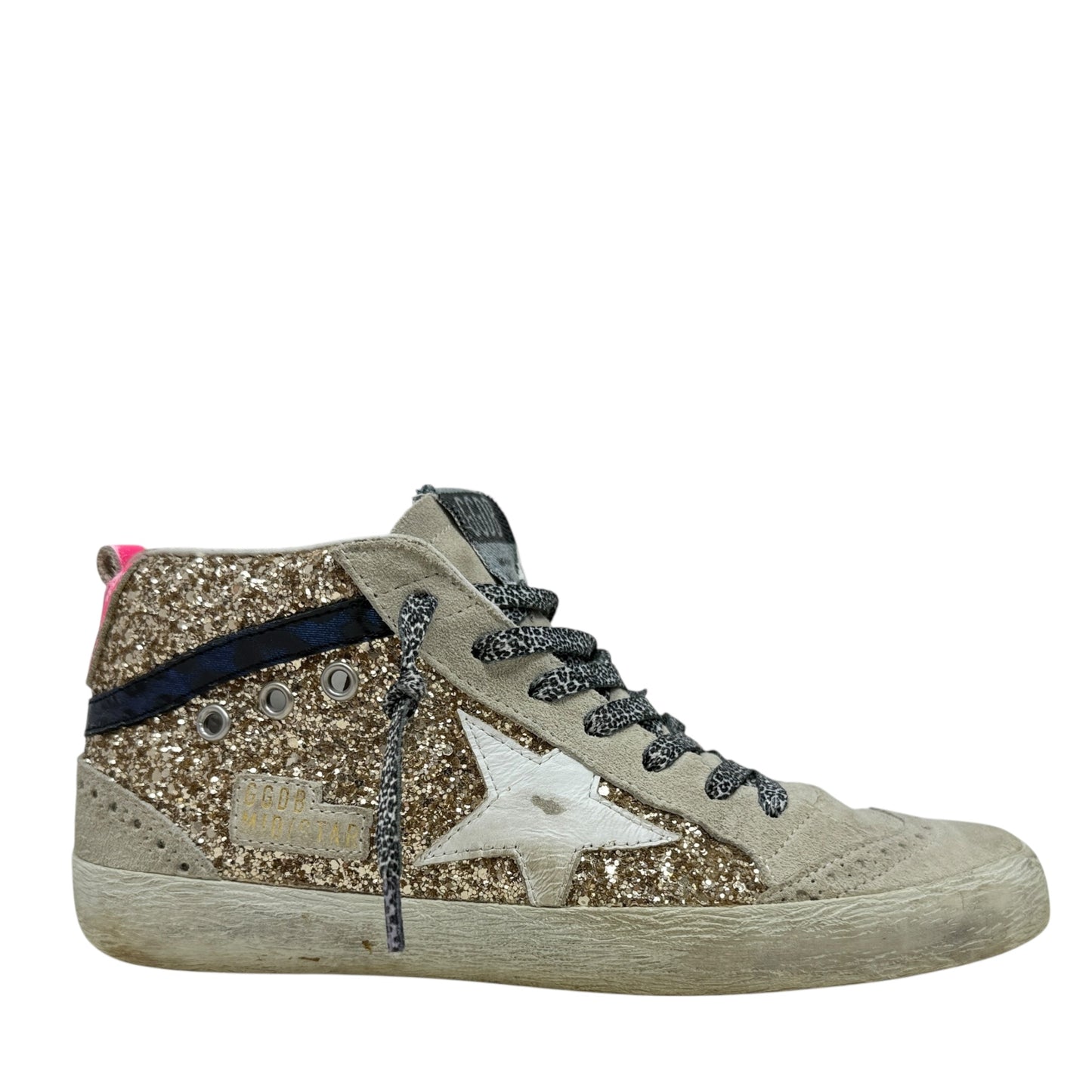 Mid Star Glitter Sneakers Luxury Designer By Golden Goose In Gold, Size: US 8/IT 38