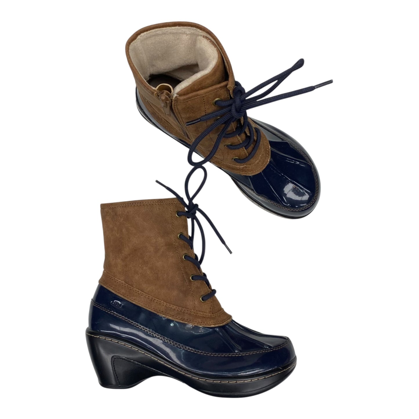 Boots Ankle Heels By Jbu By Jambu In Blue & Brown, Size:8