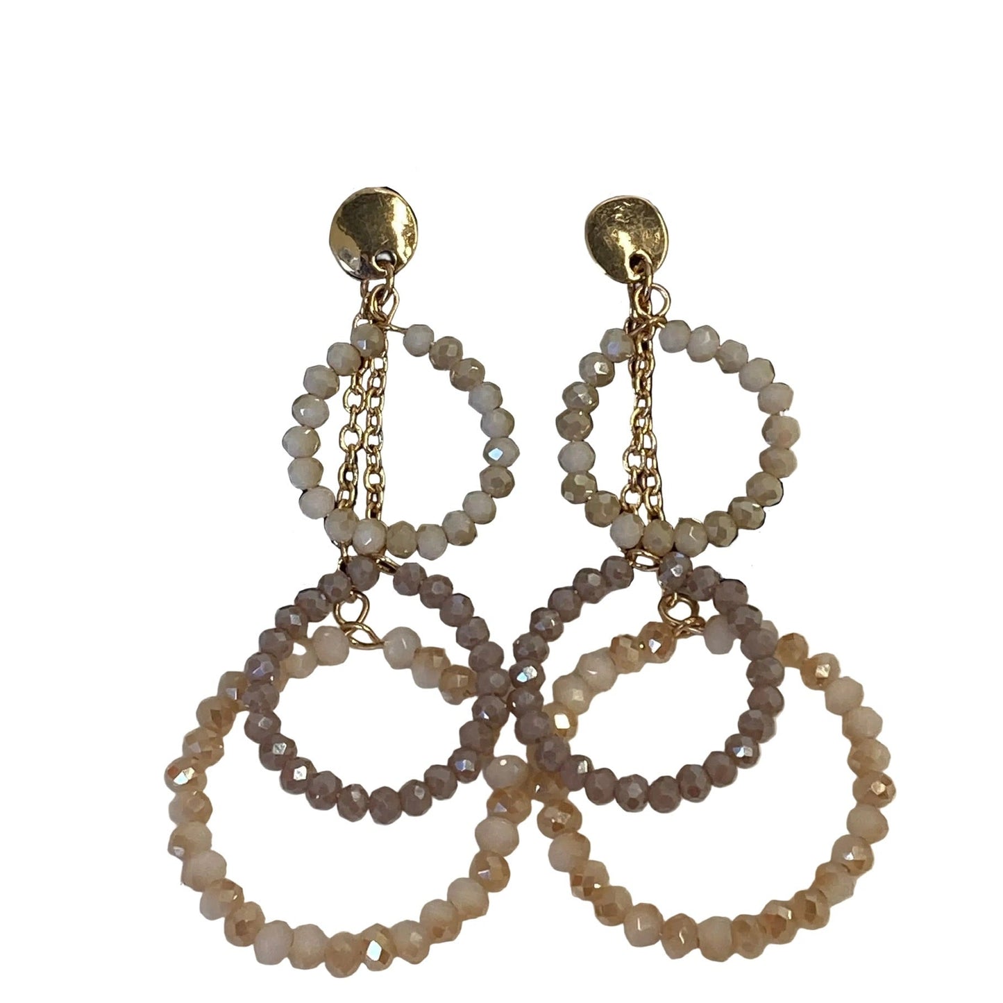 Earrings Dangle/Drop By Simply Noelle In Tan & White
