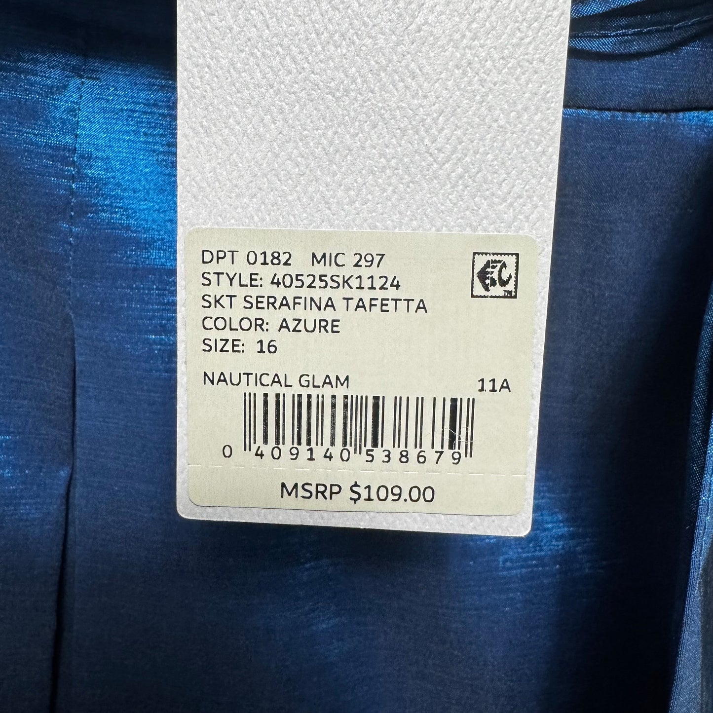 Serafina Tafetta Skirt Midi By Preston And New York In Azure, Size: 16