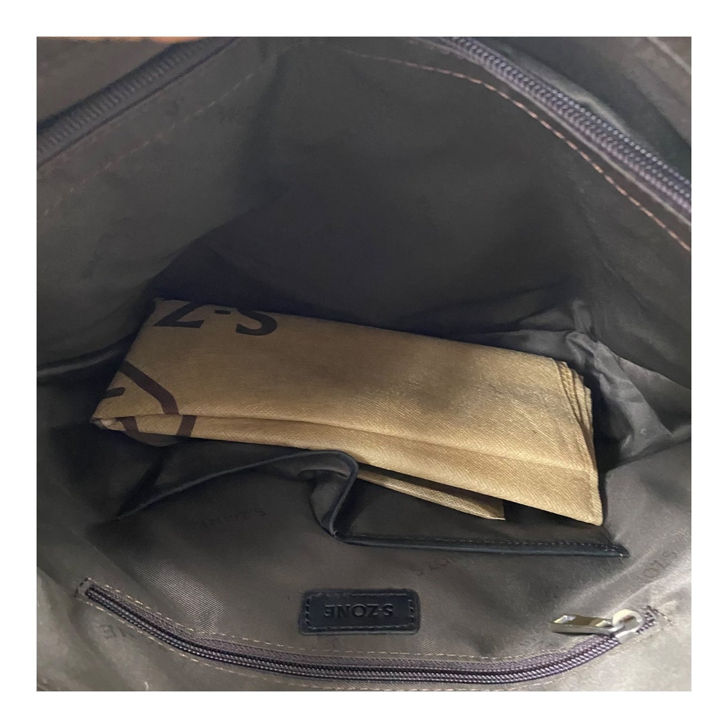 Tote Leather By s-zone In Black, Size:Large