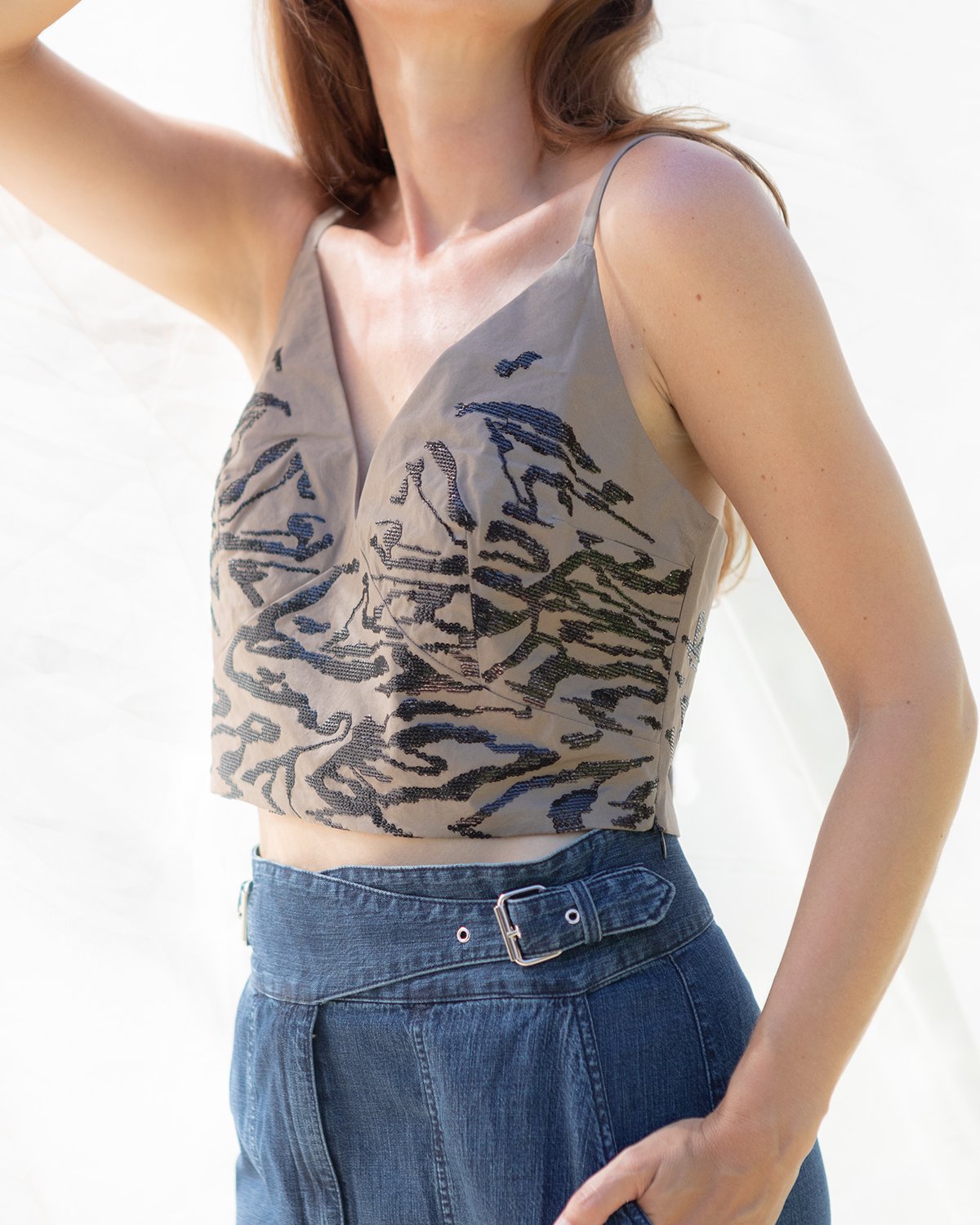 Cropped sequin Top Cami By Rachel Comey In Black & Brown, Size: 4