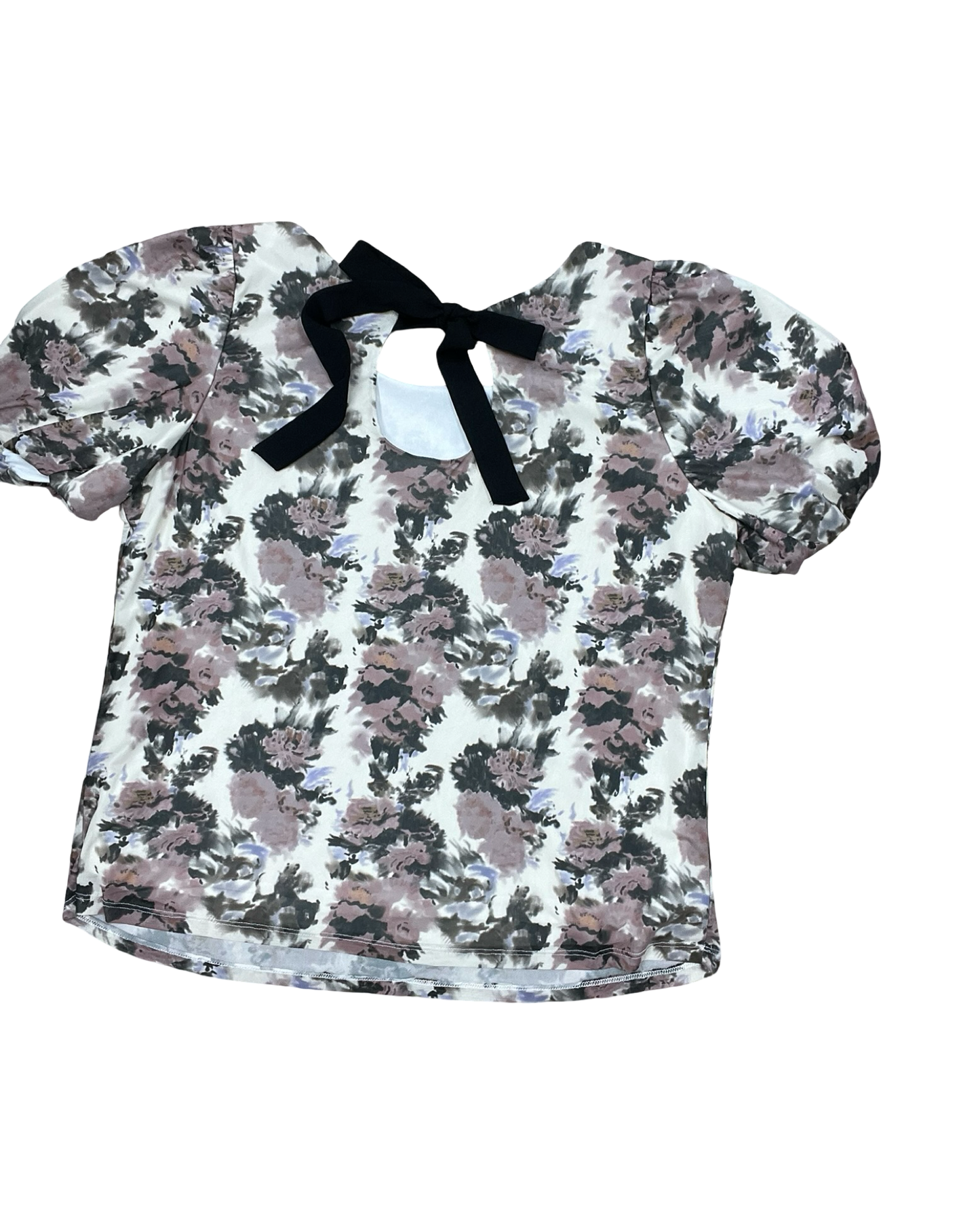 Top Ss By Studio Y In Cream & Grey, Size:1X