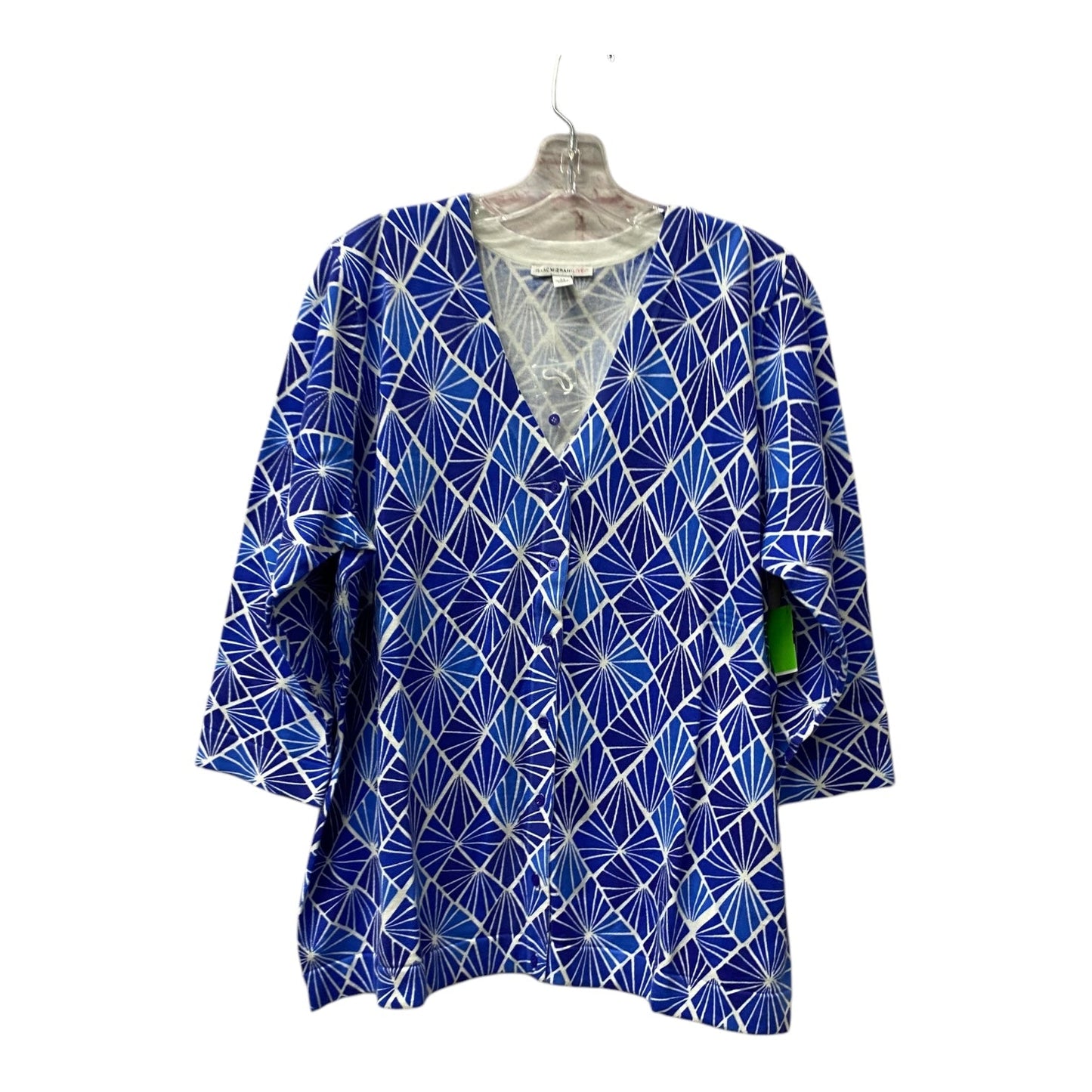 Sweater Cardigan By Isaac Mizrahi Live Qvc In Blue, Size:2X