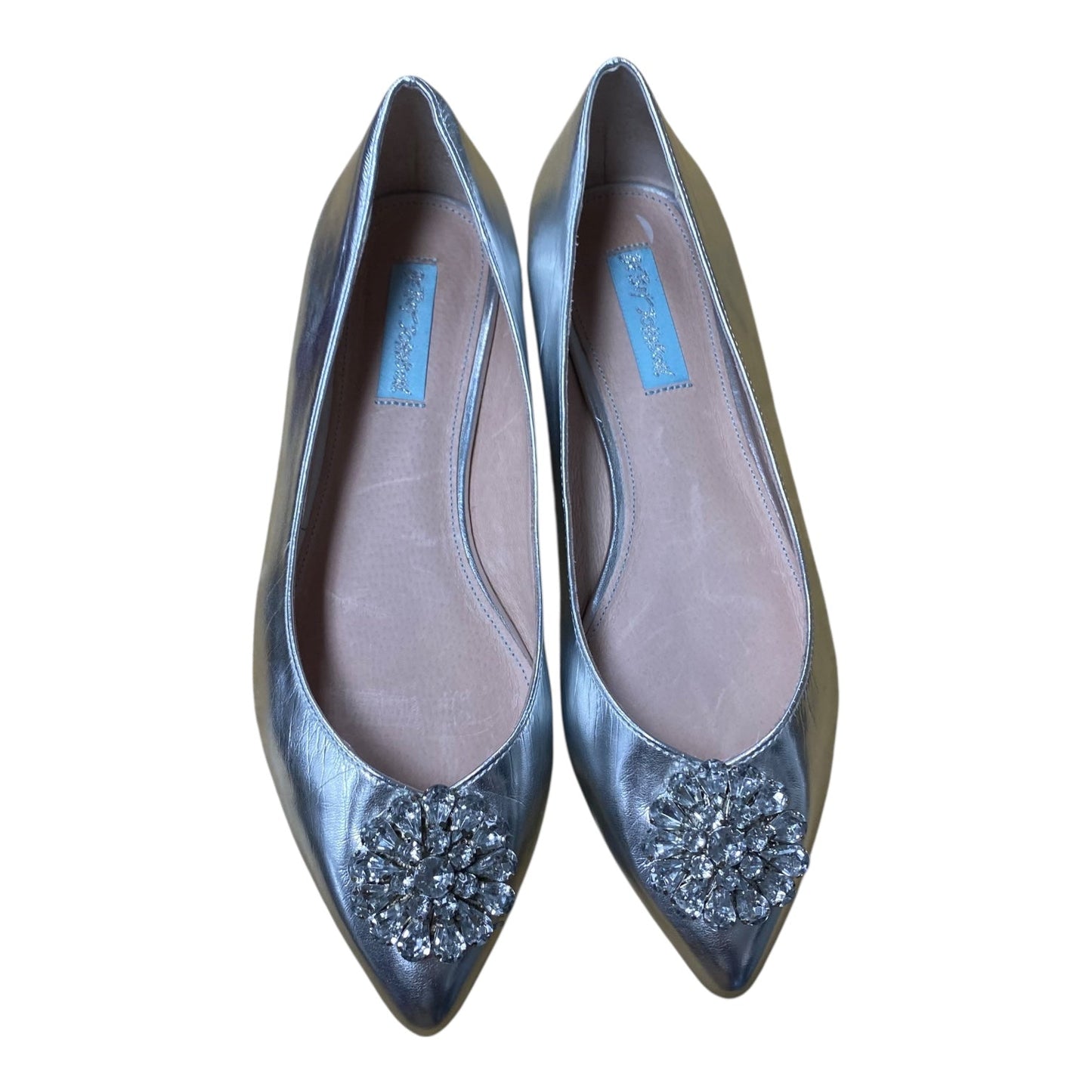 Shoes Flats By Betsey Johnson In Silver, Size:8.5