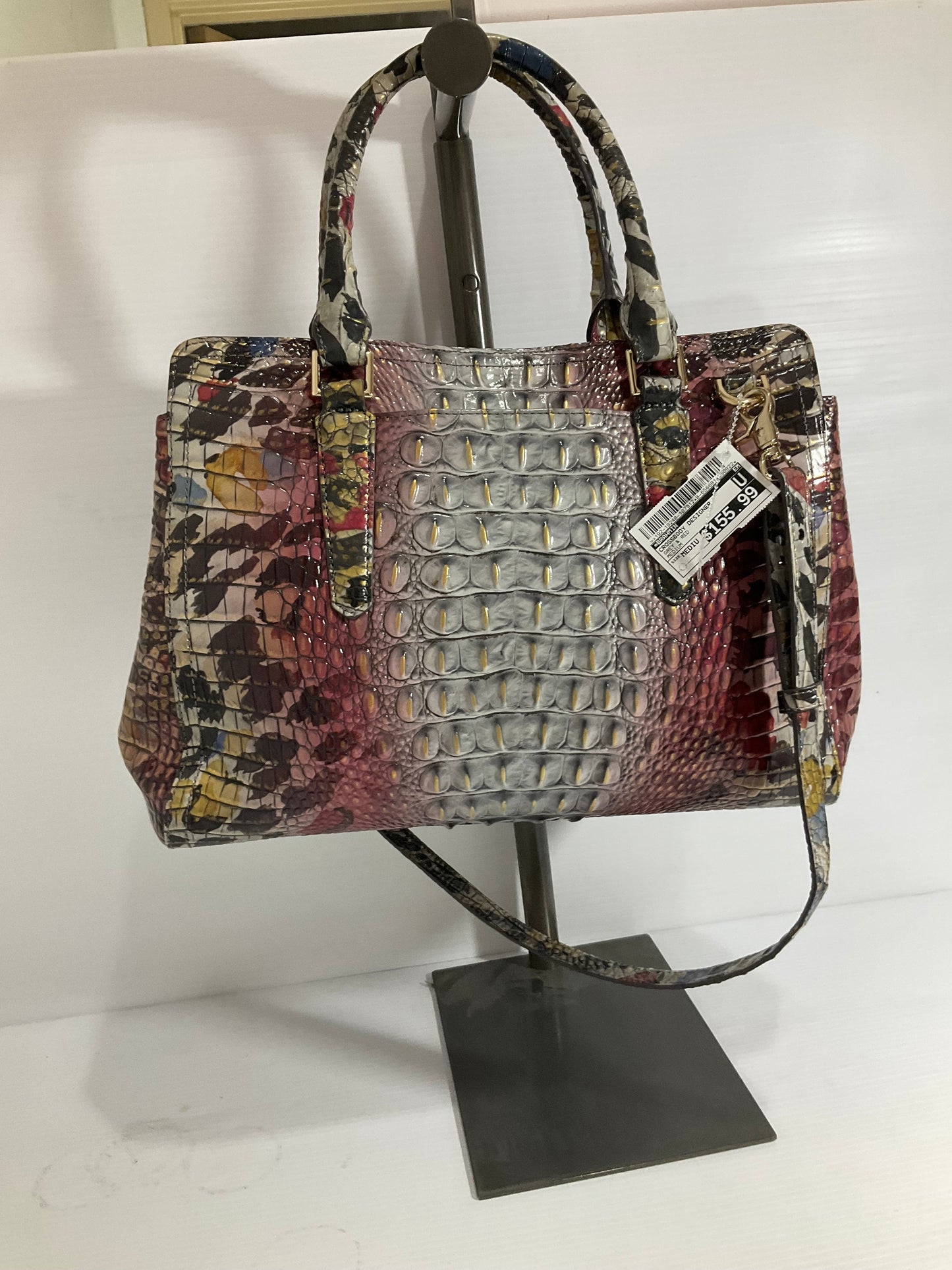 Crossbody Designer By Brahmin In Grey & Red, Size:Medium
