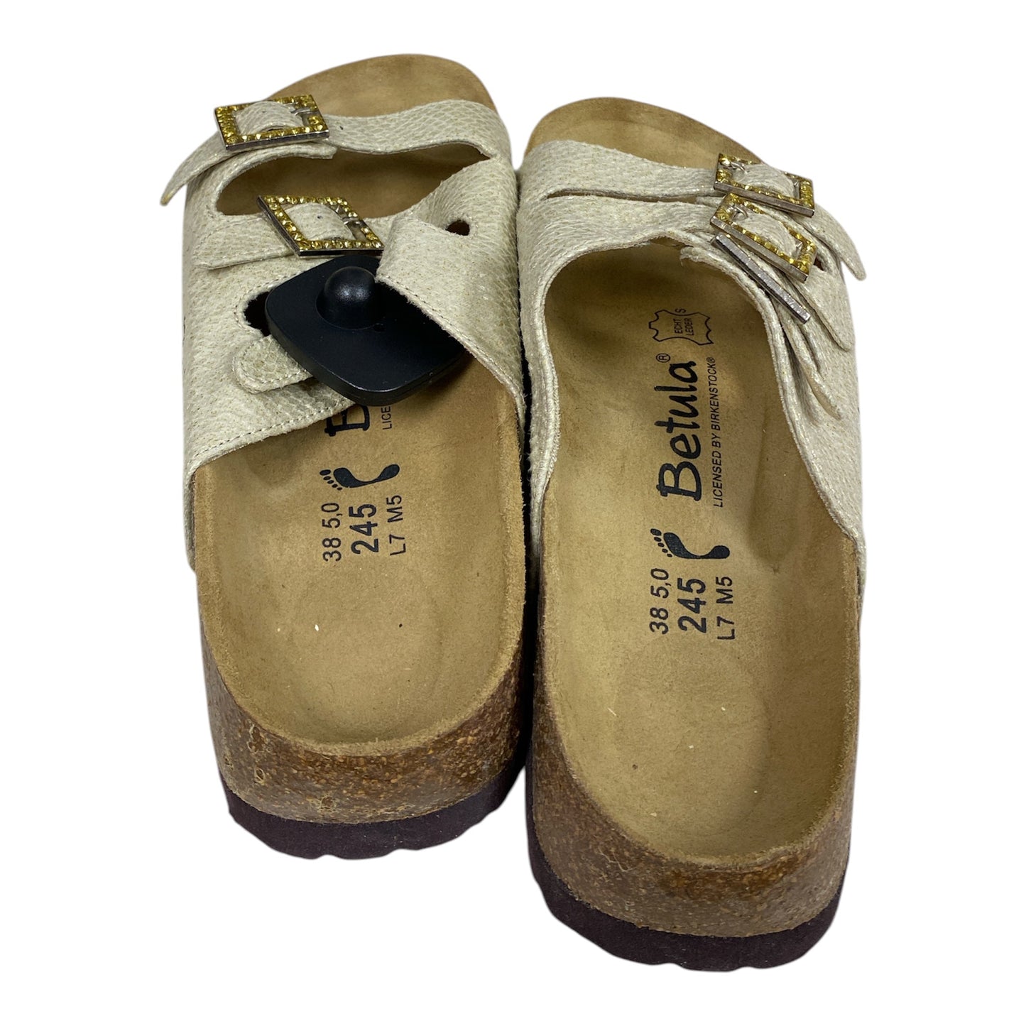 Sandals Designer By Birkenstock In Gold & Tan, Size:7
