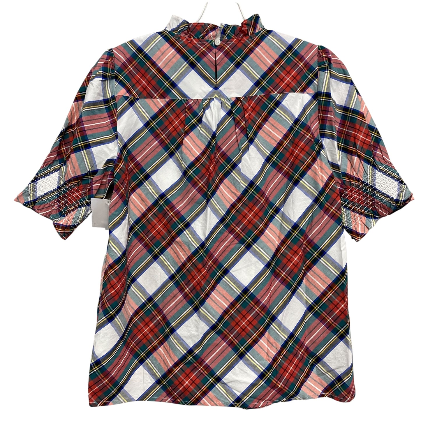 Top 3/4 Sleeve By J. Crew In Plaid Pattern, Size:S