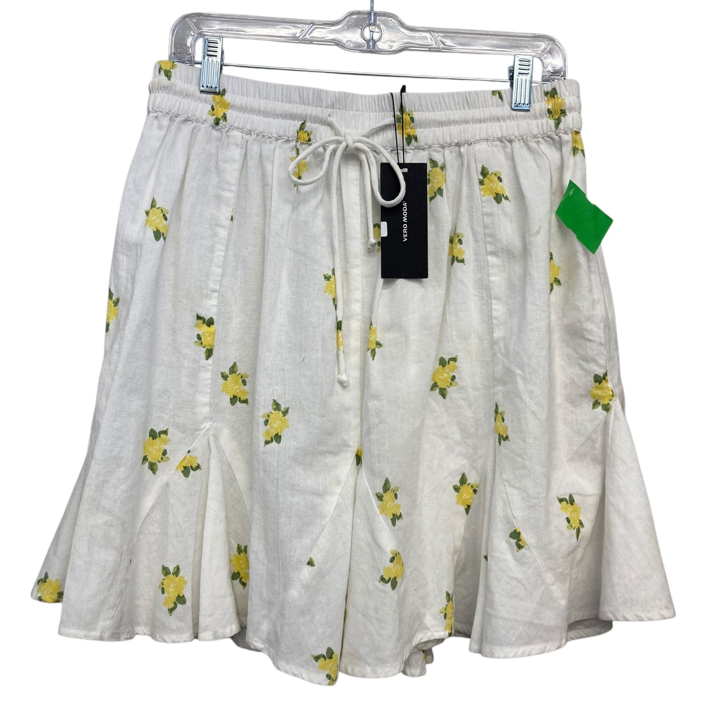 Skirt Mini & Short By Vero Moda In White & Yellow, Size:12