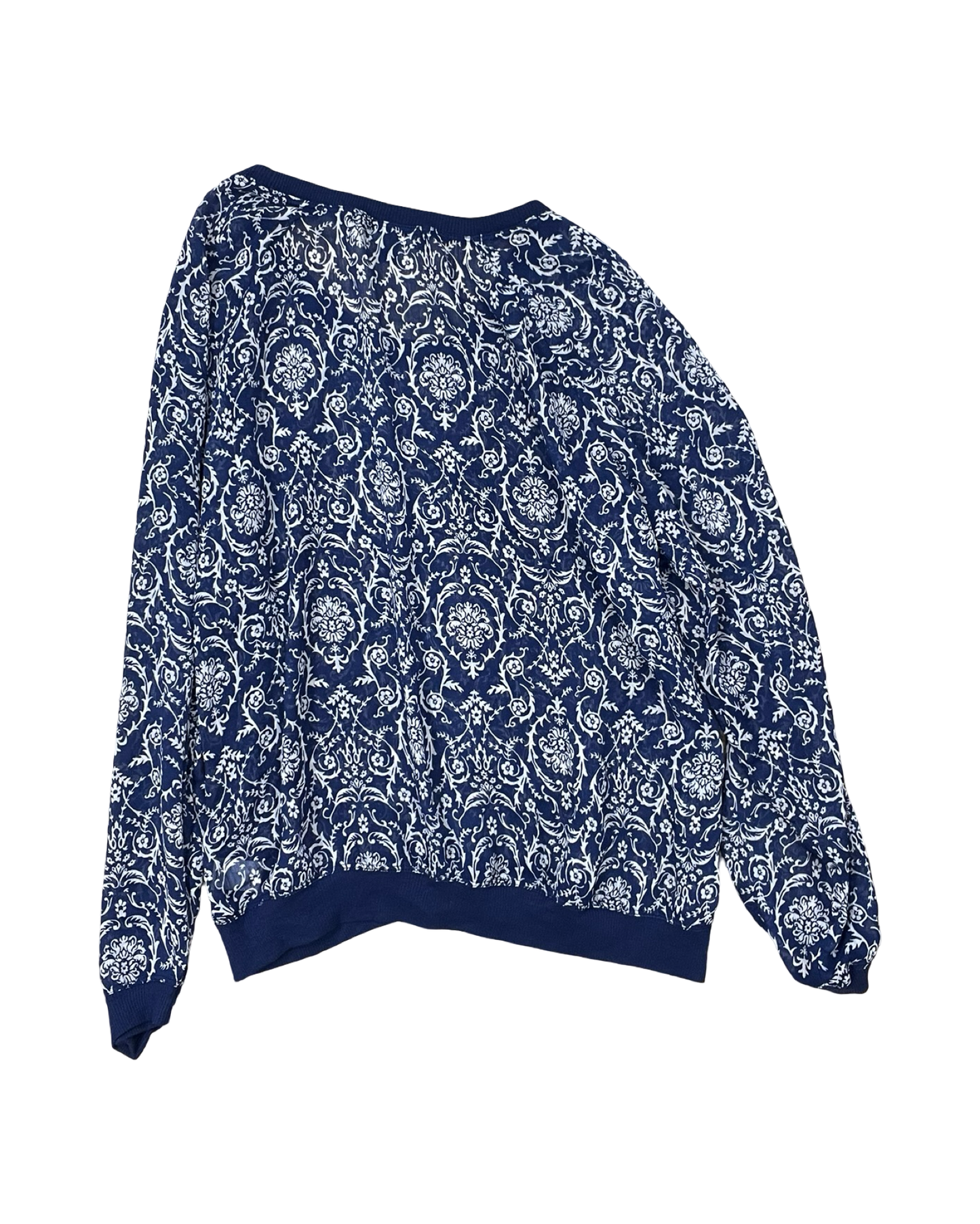 Top Ls By Clothes Mentor In Blue & White, Size:Xl