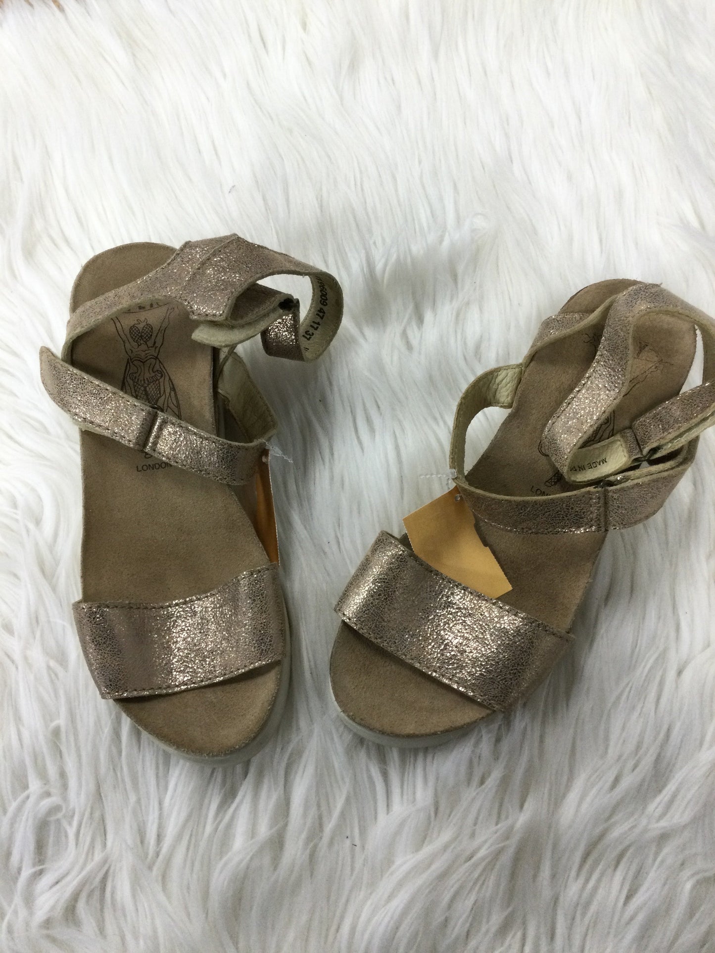 Sandals Heels Wedge By Fly London In Tan, Size:6.5