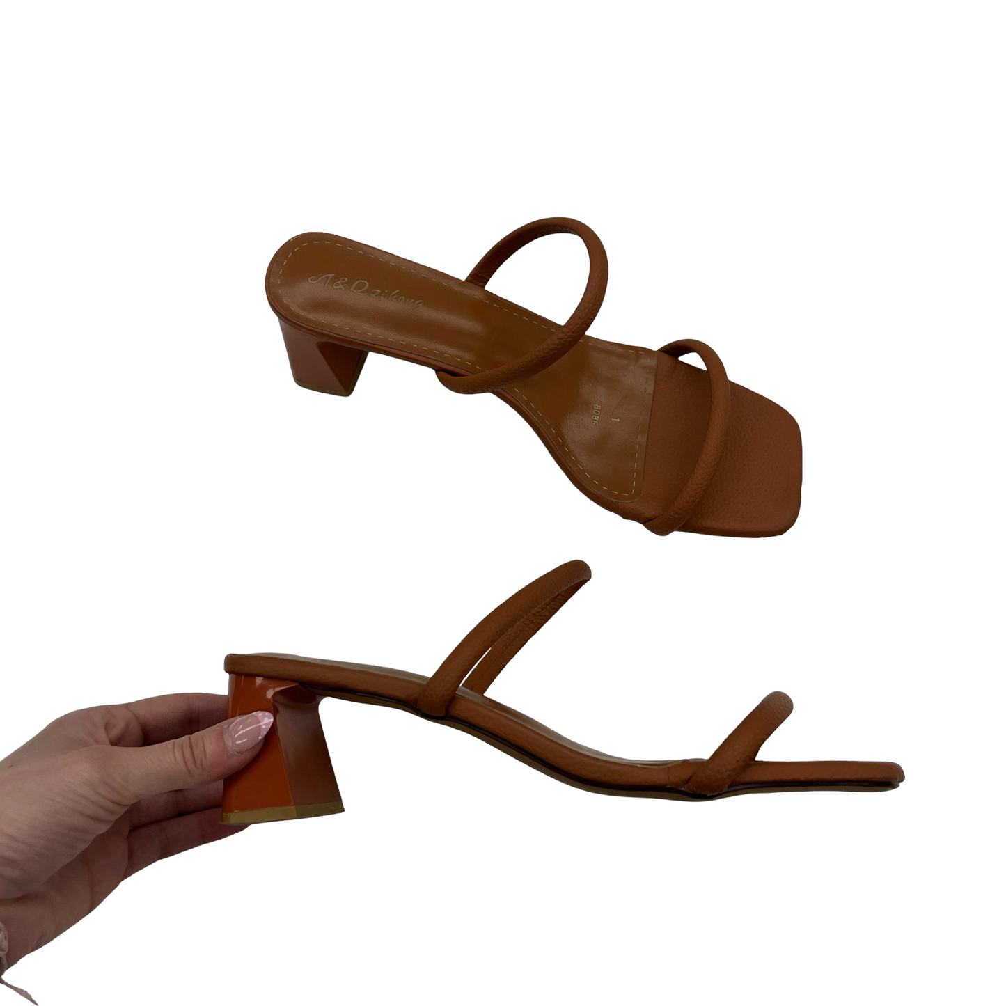 Sandals Heels Block By Cmf In Brown, Size:11.5
