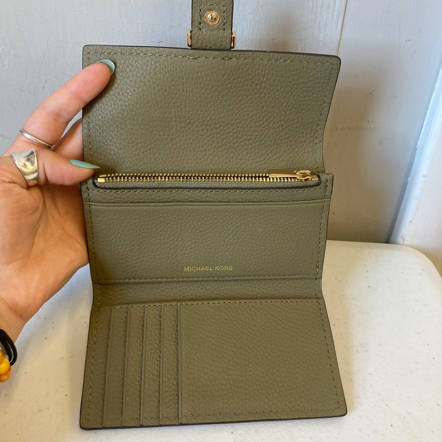 Wallet Designer By Michael Kors In Green, Size:Small