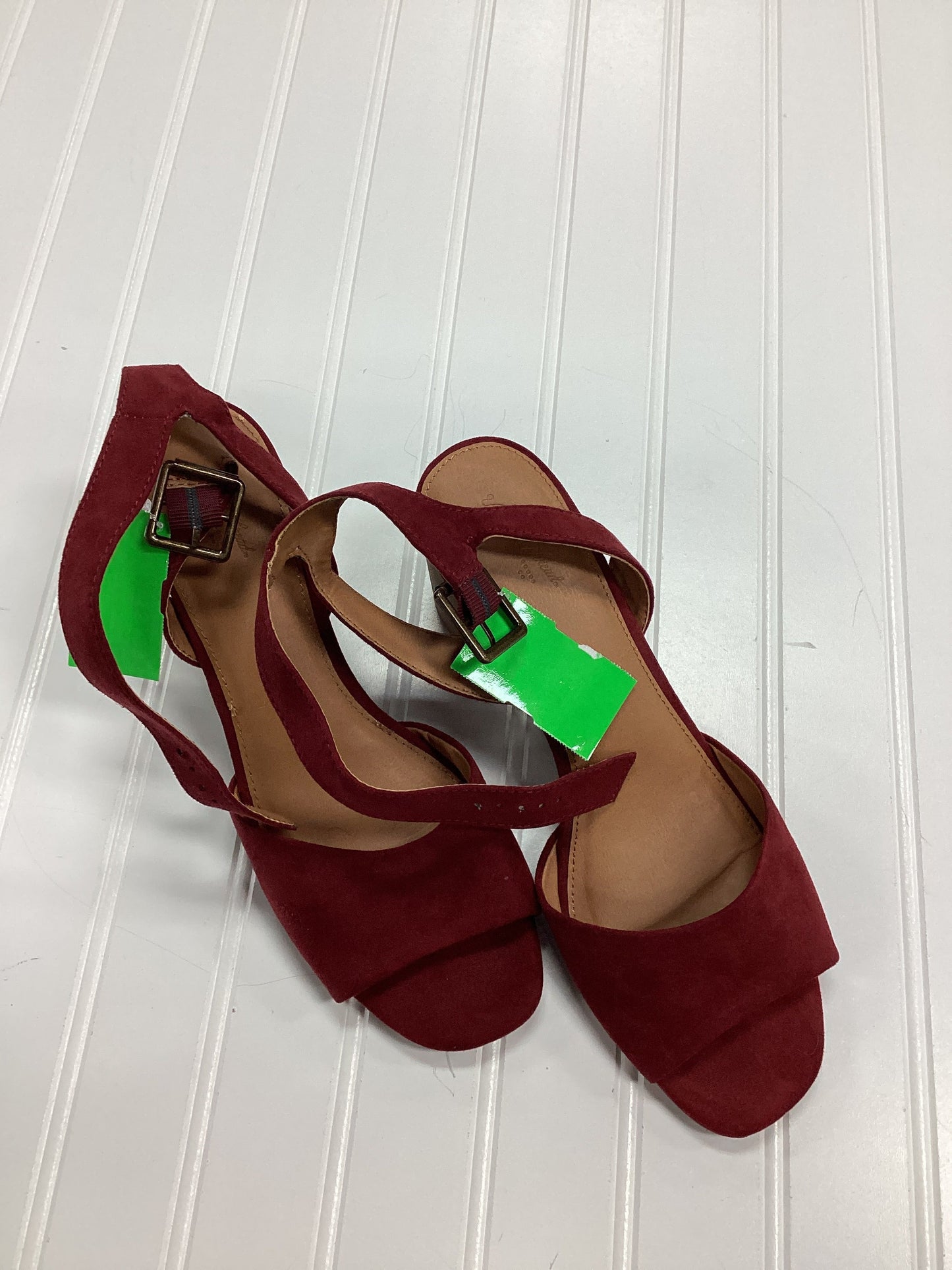 Sandals Heels Block By Universal Thread In Red, Size:9.5