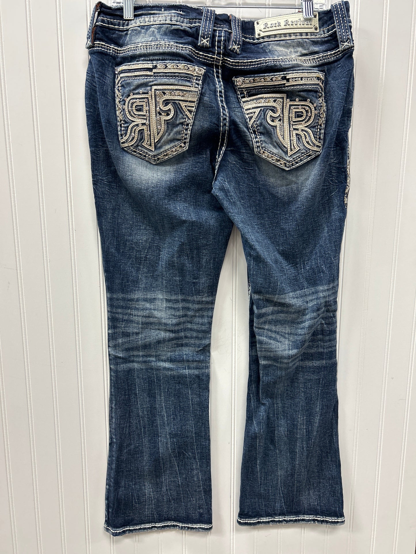 Jeans Boot Cut By Rock Revival In Blue Denim, Size:8