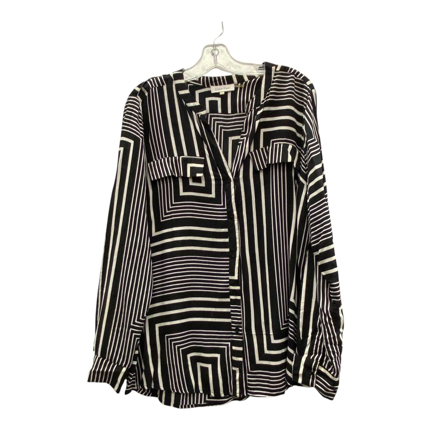 Top Ls By Calvin Klein In Black & White, Size:L
