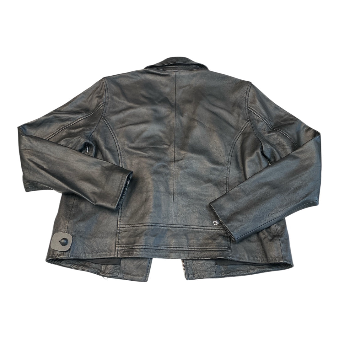 Designer Jacket Moto Leather By Lucky Brand In Black, Size:L