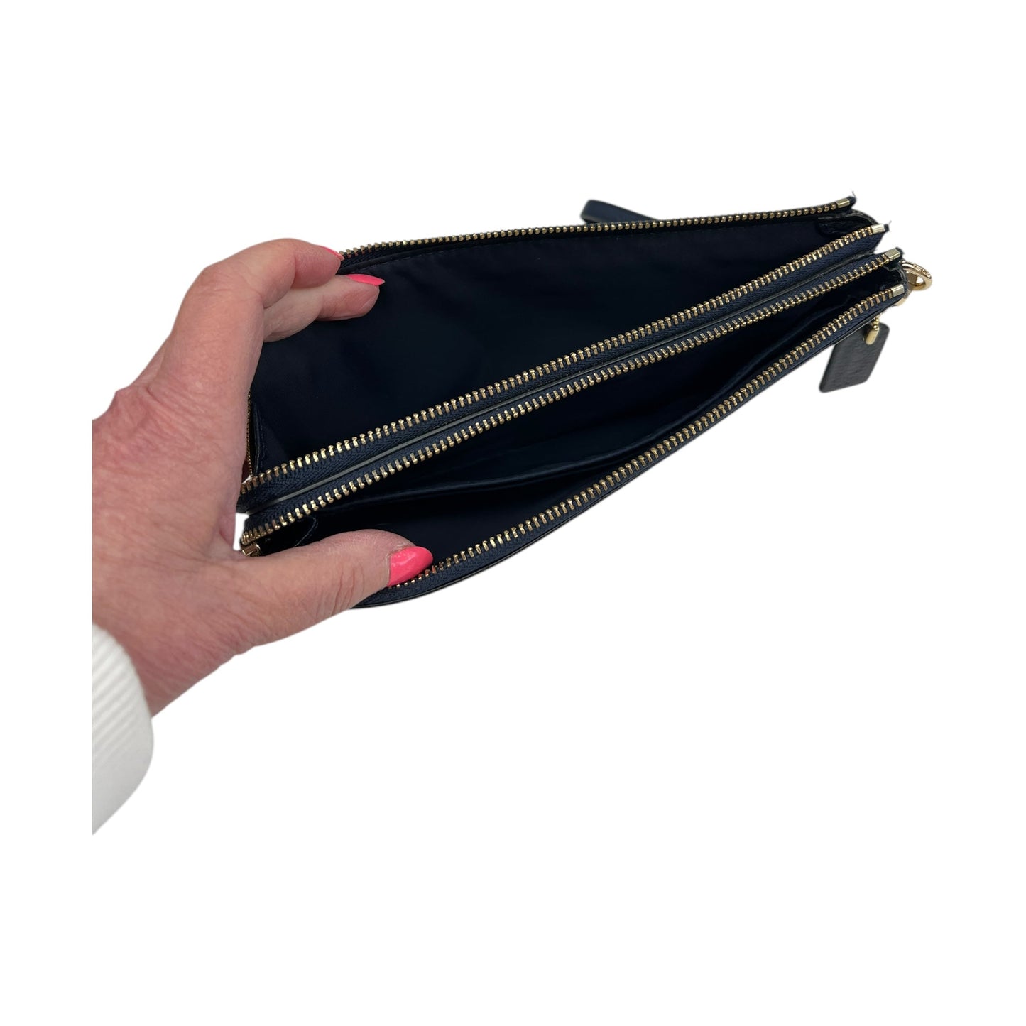 Wristlet Designer By Coach In Navy, Size:Large