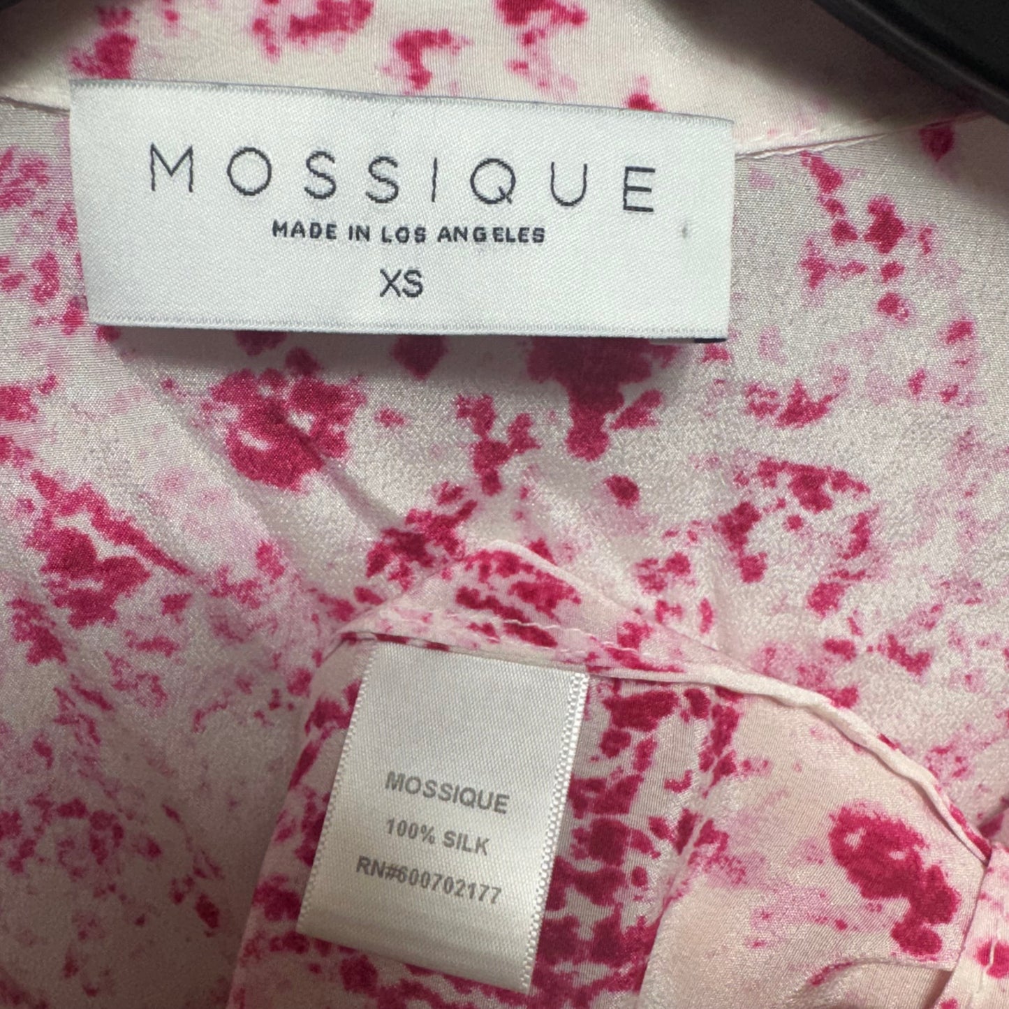 Silk Top Long Sleeve By Mossique In Cream & Pink, Size: Xs