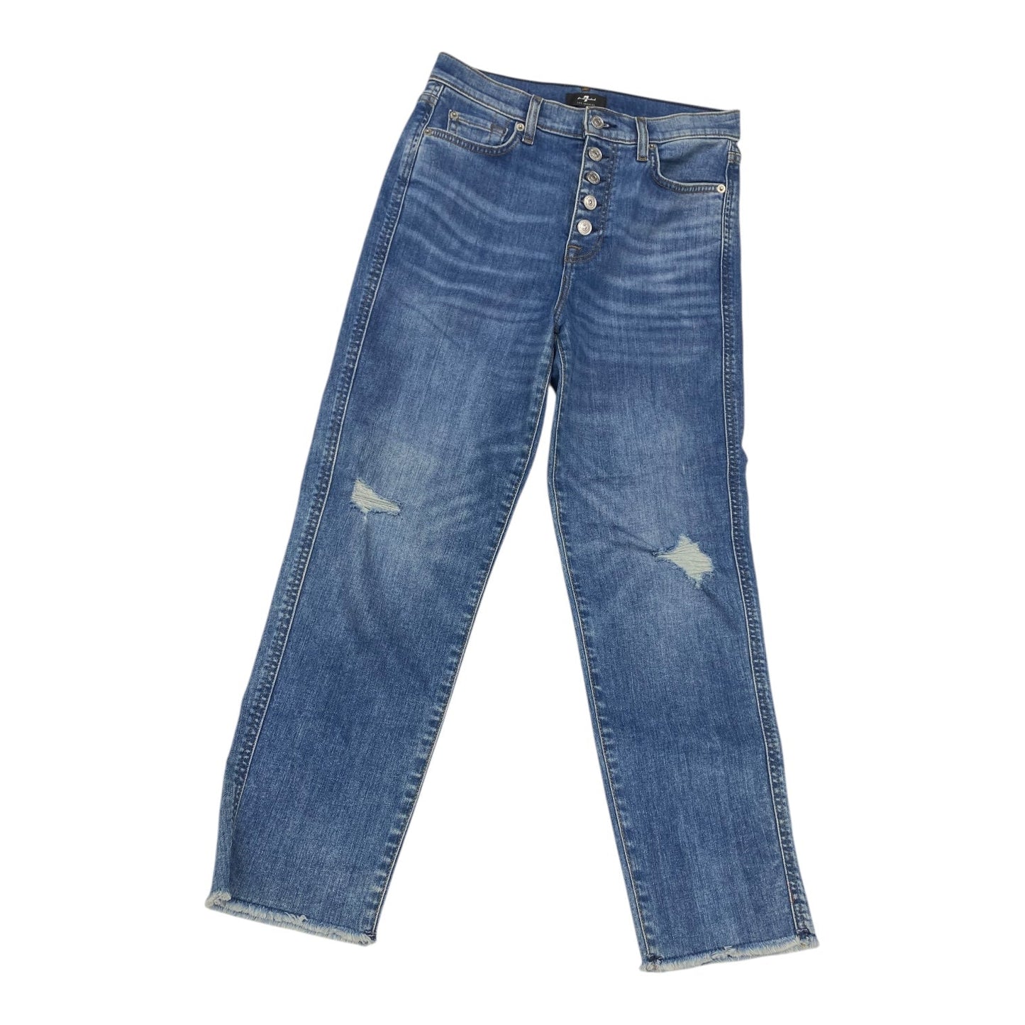 Jeans Straight By 7 For All Mankind In Blue Denim, Size:6