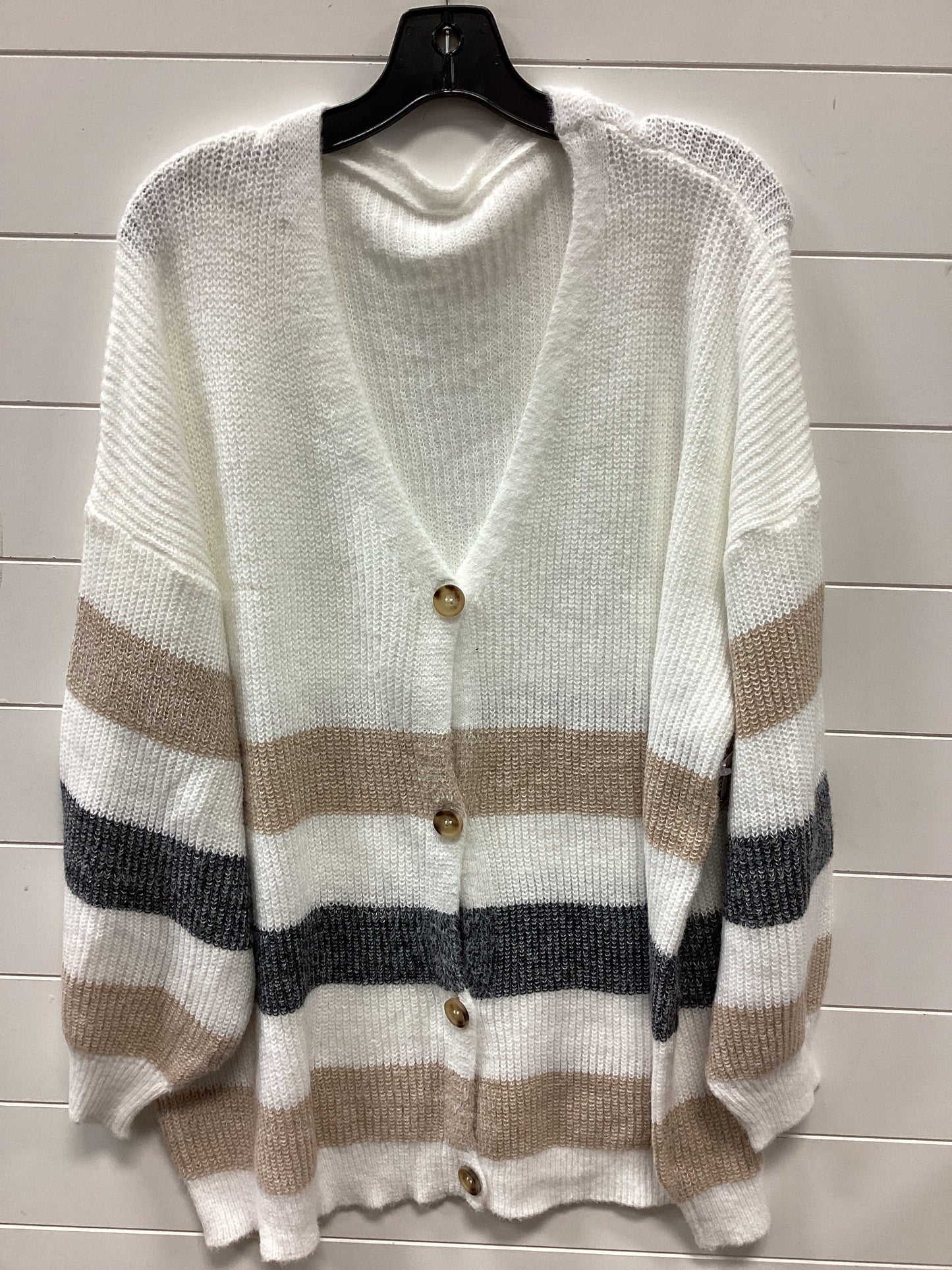 Sweater Cardigan By Cmc In Cream, Size:3X