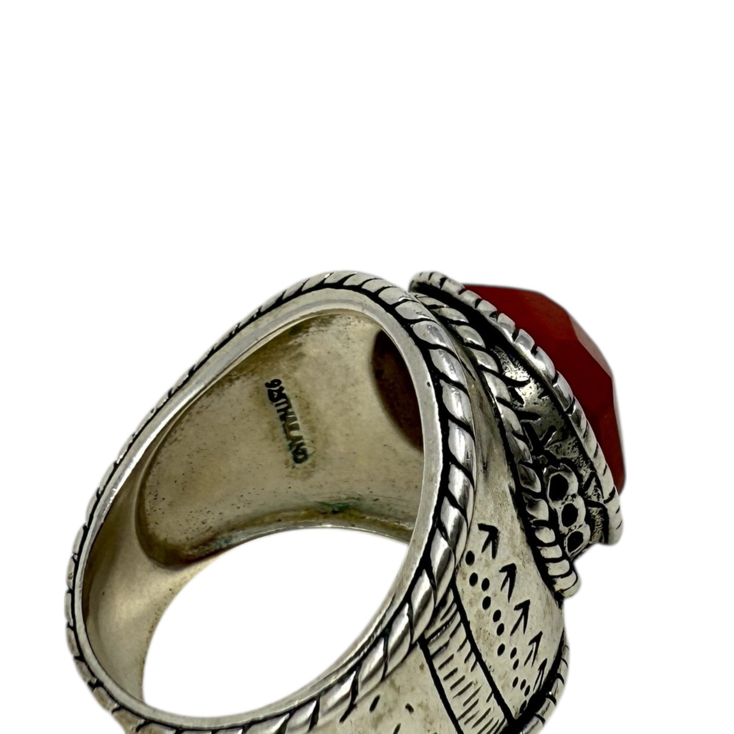 The Samba Ring In Sterling Silver & Red Coral By Silpada, Size: 9