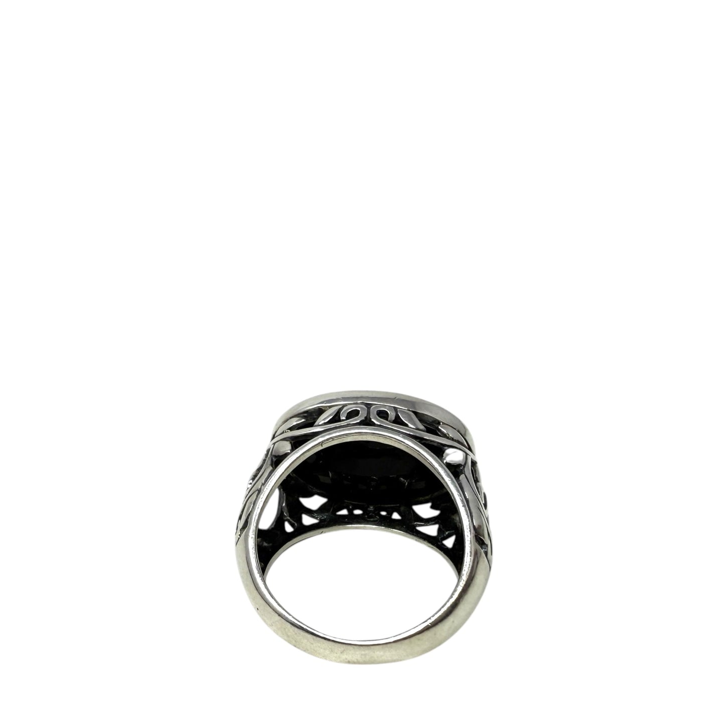 Sterling Silver Onyx Chalcedony Smoky Swirl Filigree Ring By Silpada, Size: 8