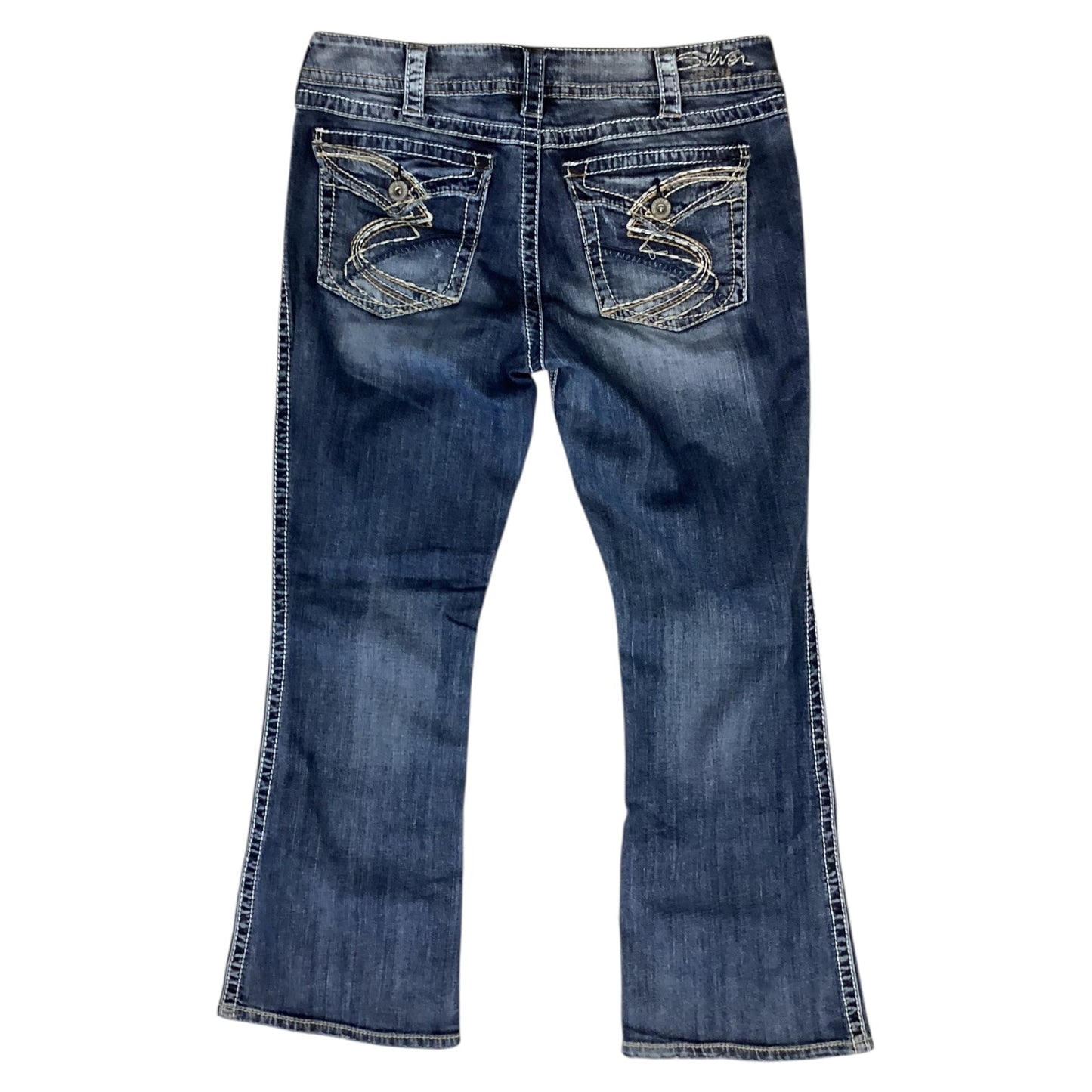 Jeans Boot Cut By Silver In Blue Denim, Size:8