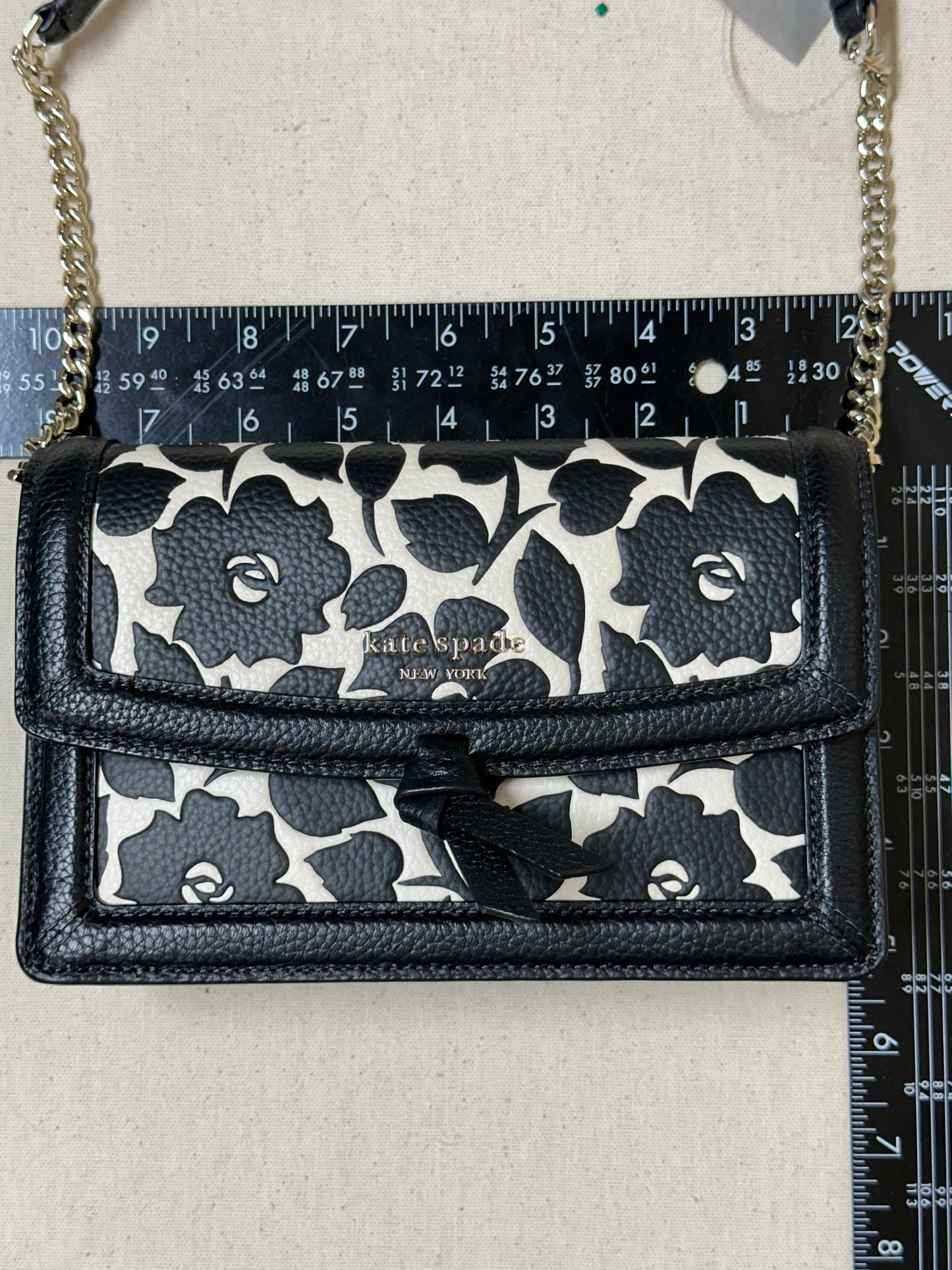 Crossbody Designer By Kate Spade In Black & White, Size:Small