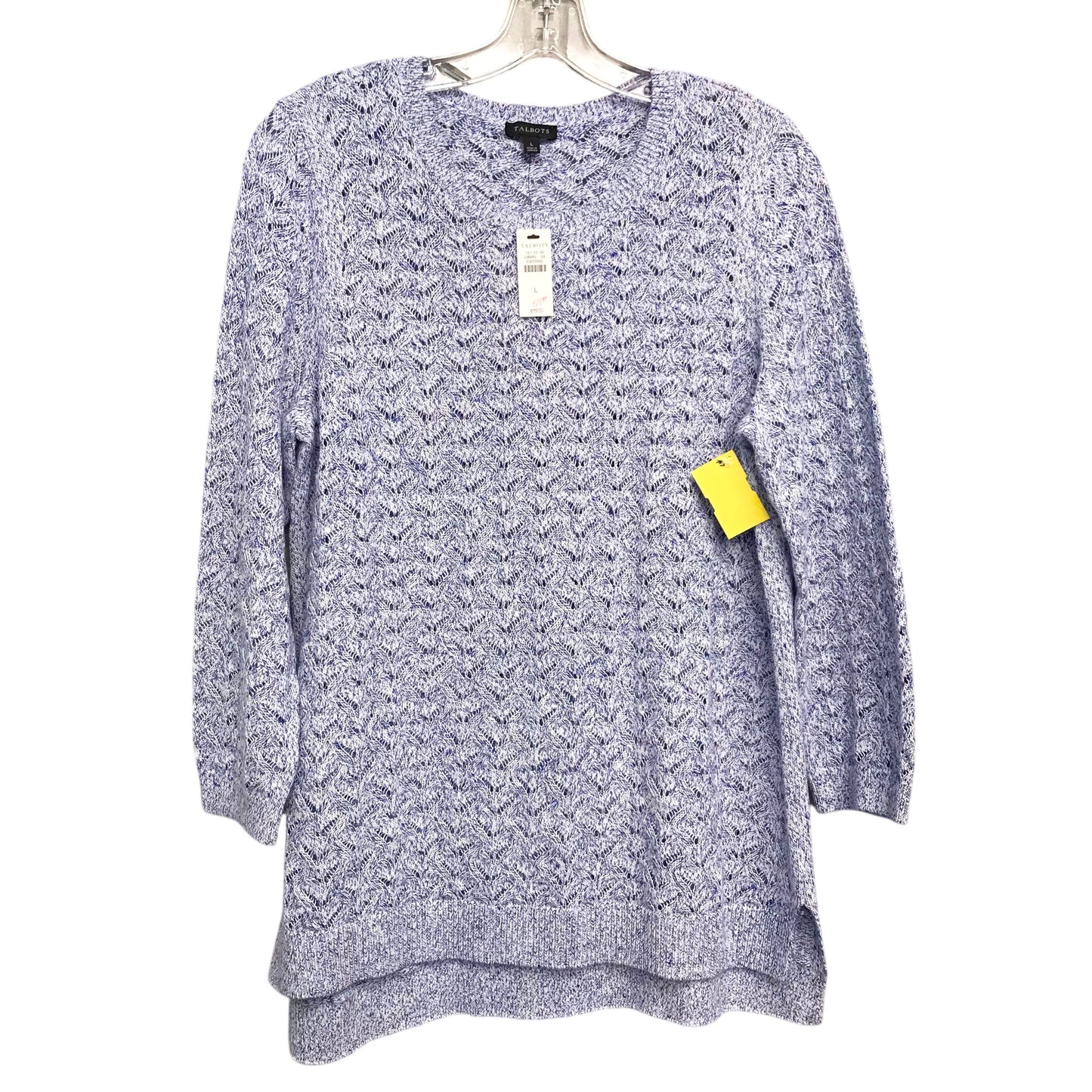 Top 3/4 Sleeve By Talbots In Blue & White, Size:L
