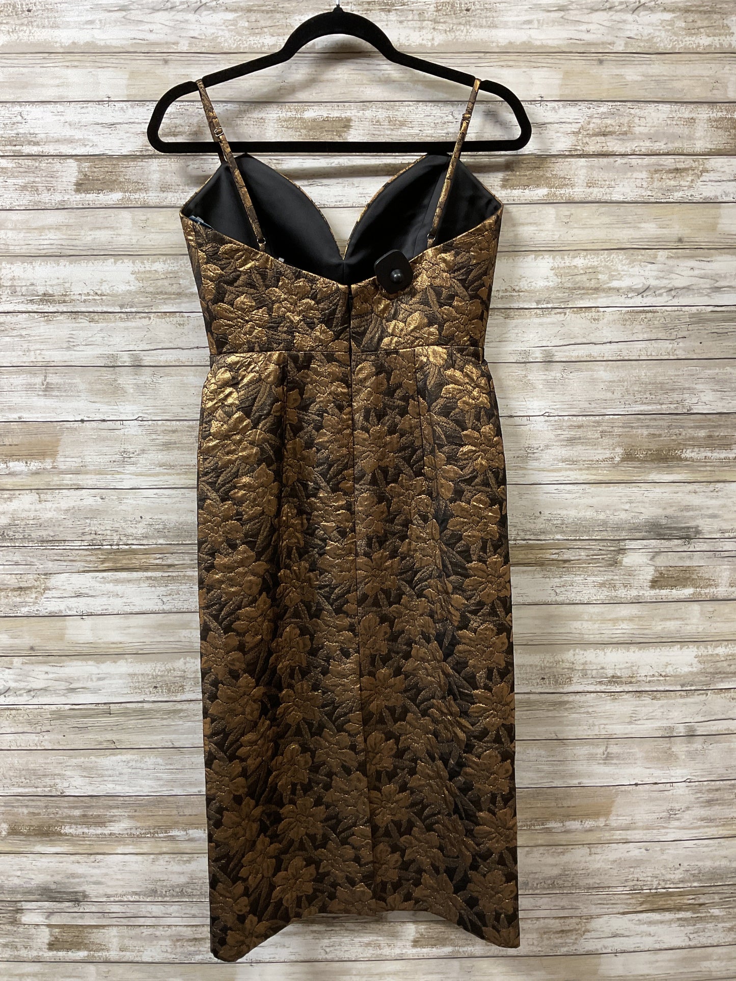 Dress Party Midi By Cma In Black & Gold, Size:2