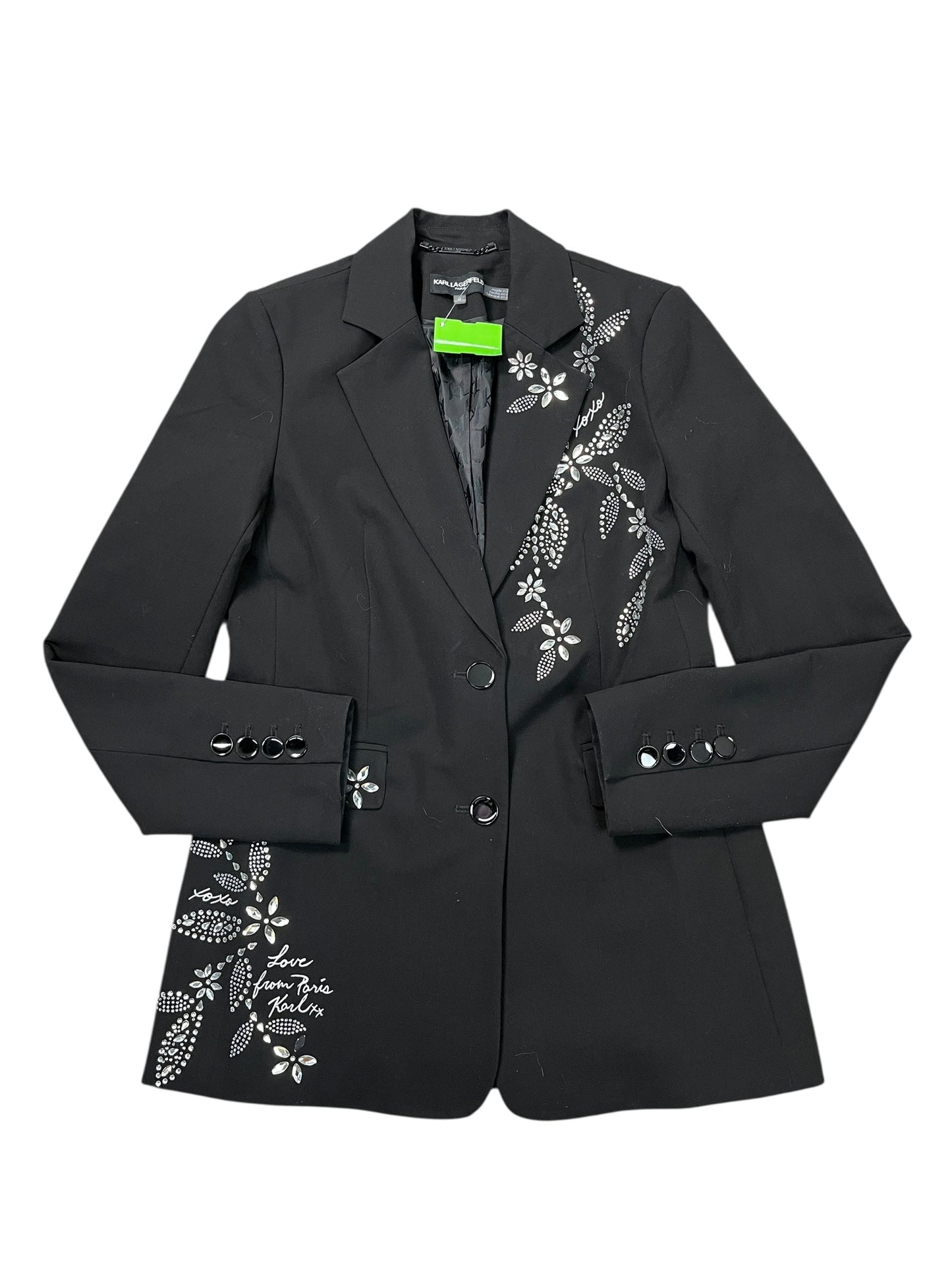 Blazer Designer By Karl Lagerfeld In Black, Size:Xs