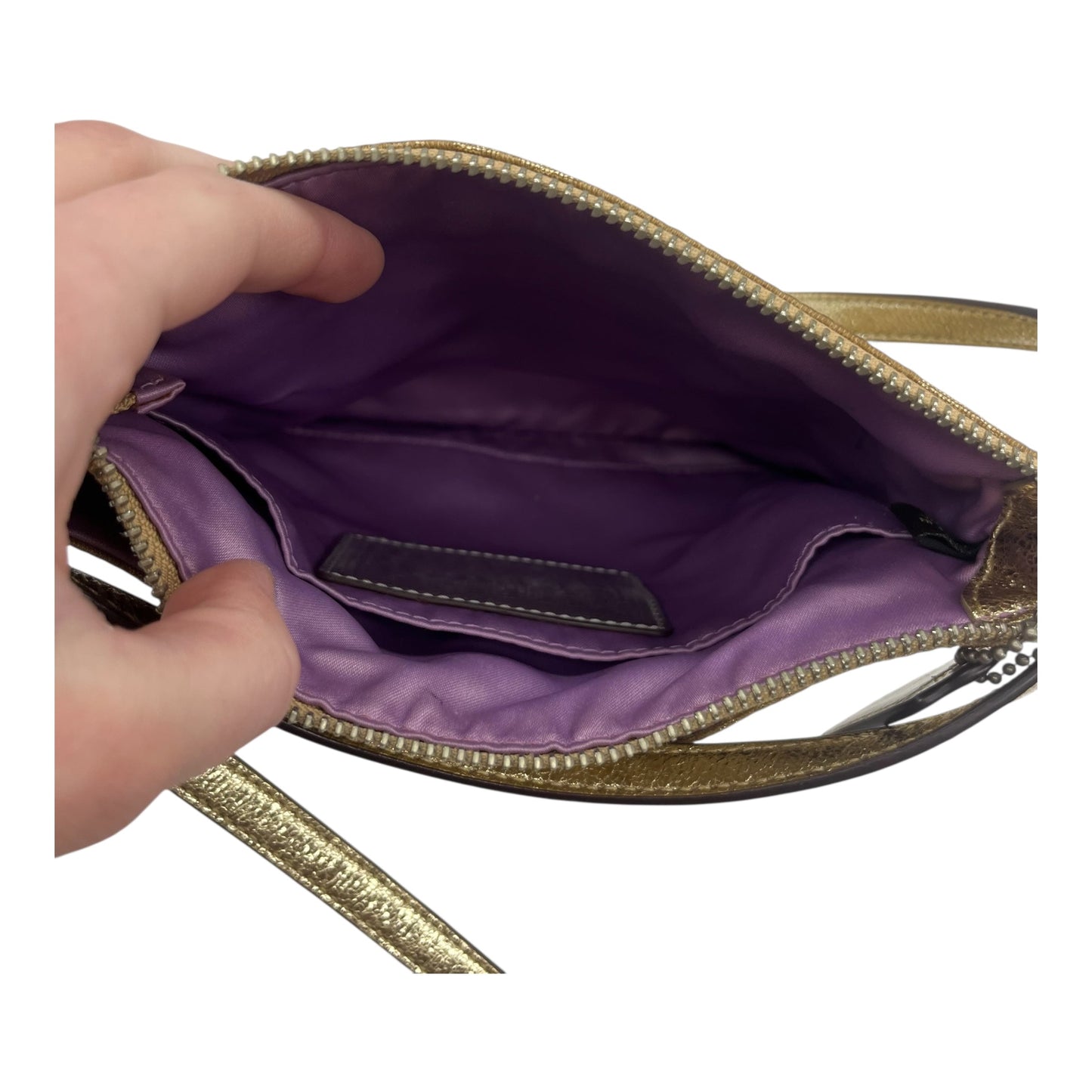 Crossbody Designer By Coach In Gold, Size:Medium