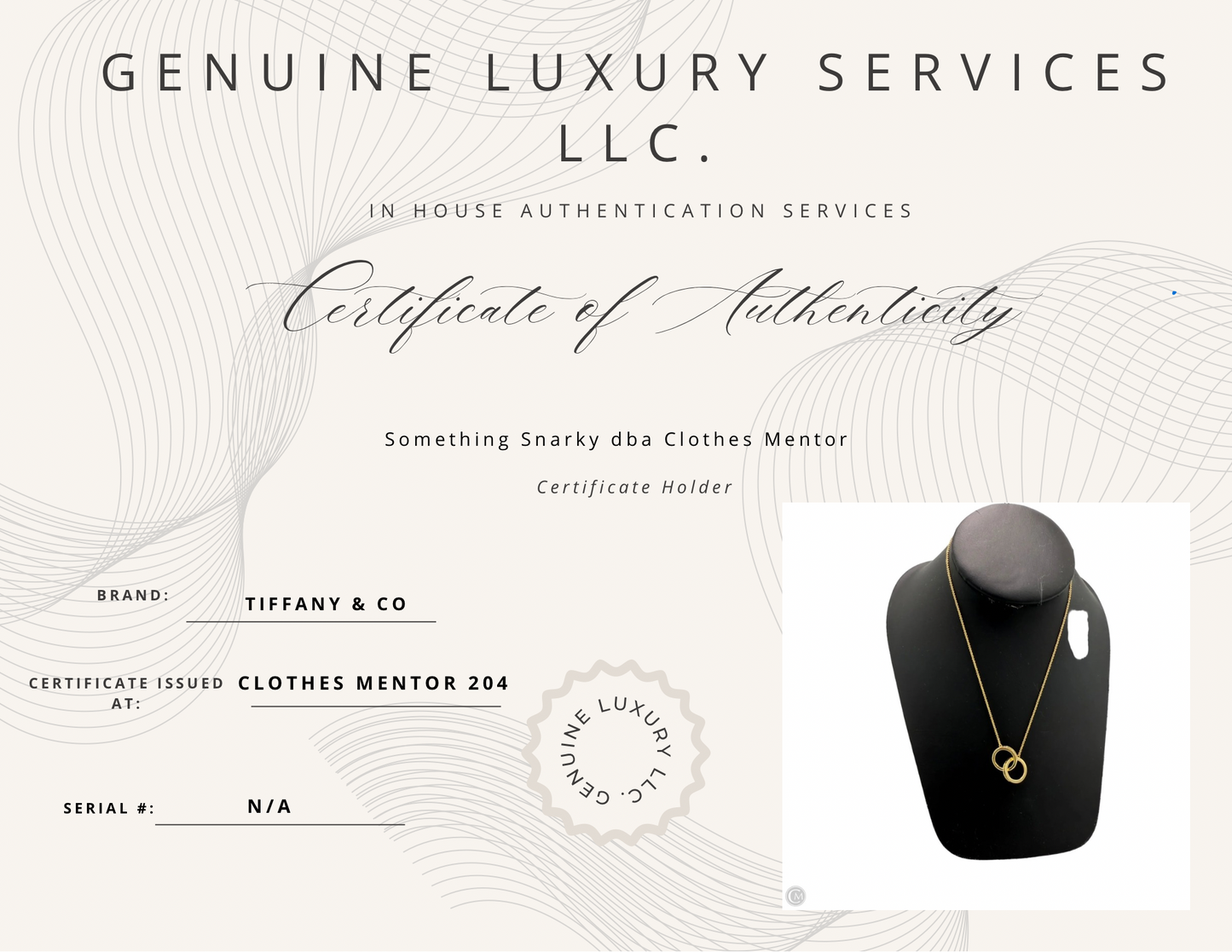 Tiffany & Company 18K Interlocking Circles Designer Luxury Necklace