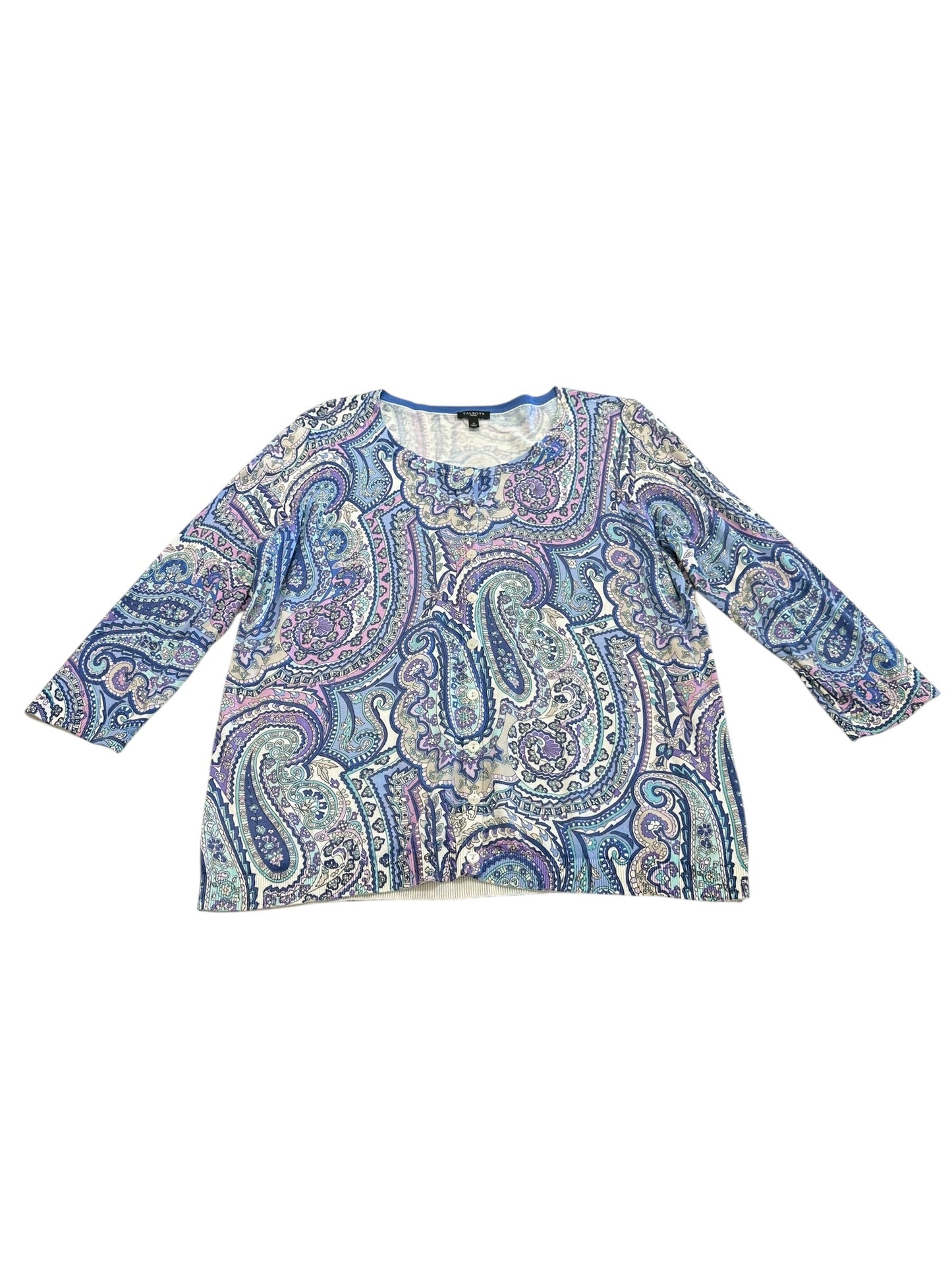 Cardigan By Talbots In Blue & Purple, Size:Xl
