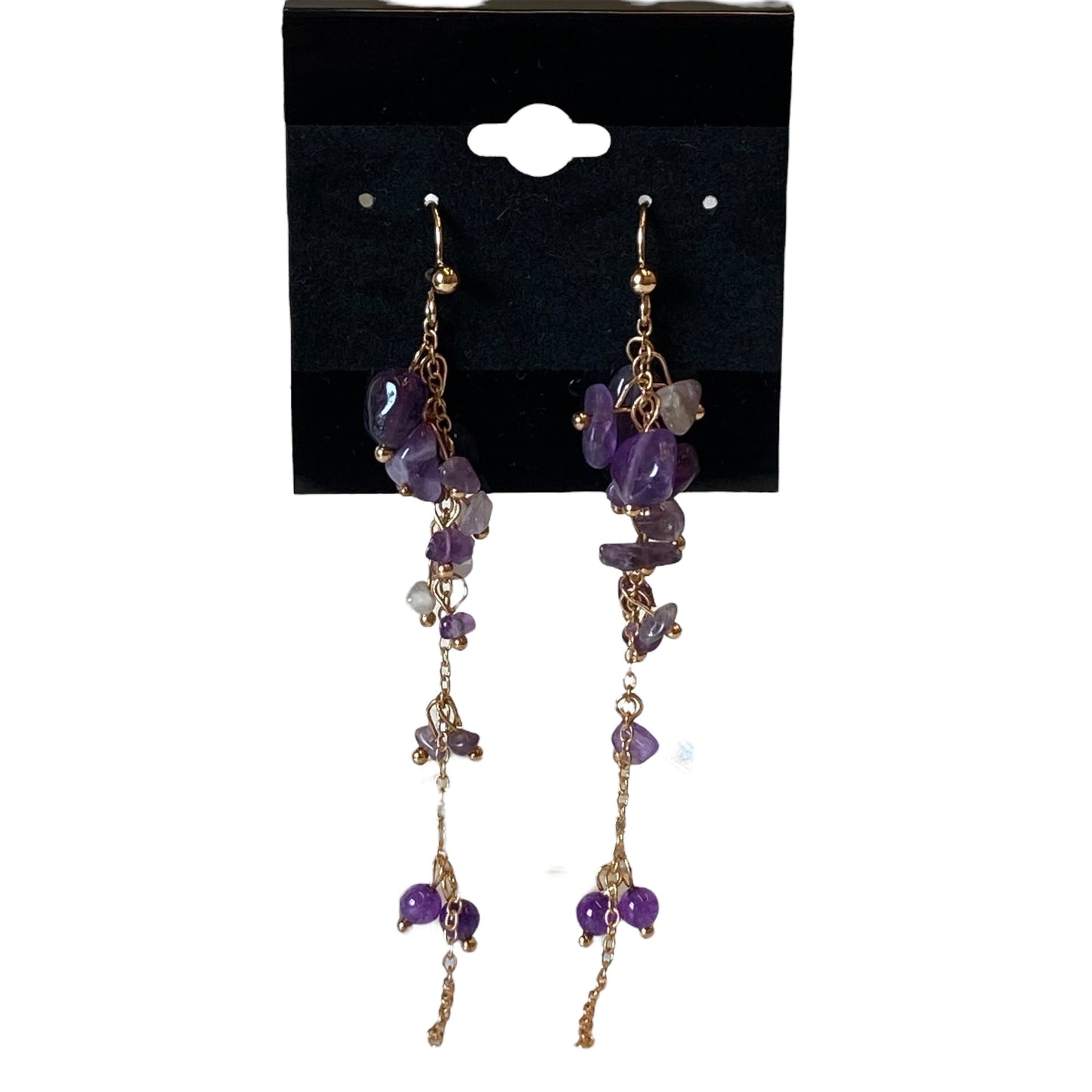 Earrings Dangle/Drop In Gold & Purple