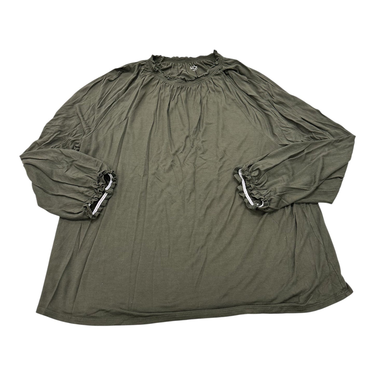 Blouse Ls By Loft In Green, Size:Xl