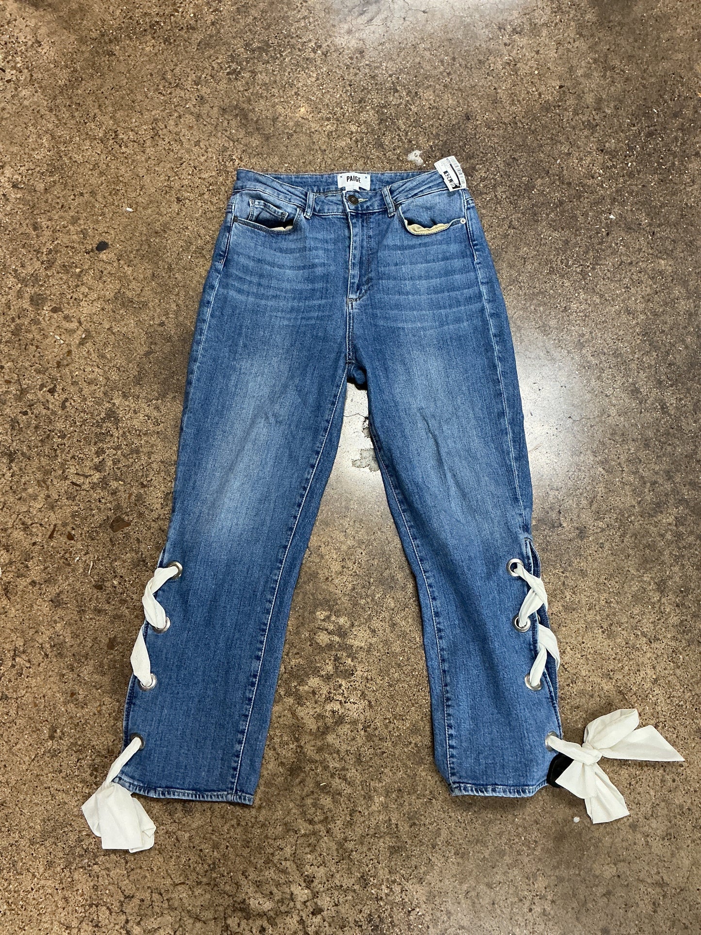 Jeans Straight By Paige In Blue Denim, Size:8