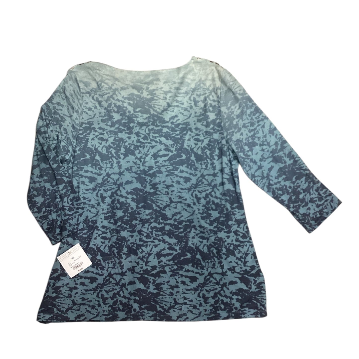 Top 3/4 Sleeve By Liz Claiborne In Blue & Brown, Size:Xl