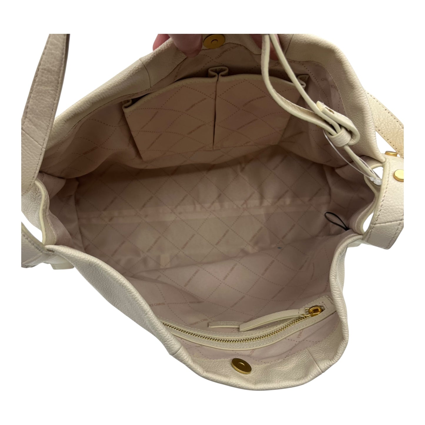 Handbag Leather By Vince Camuto In Cream, Size:Large