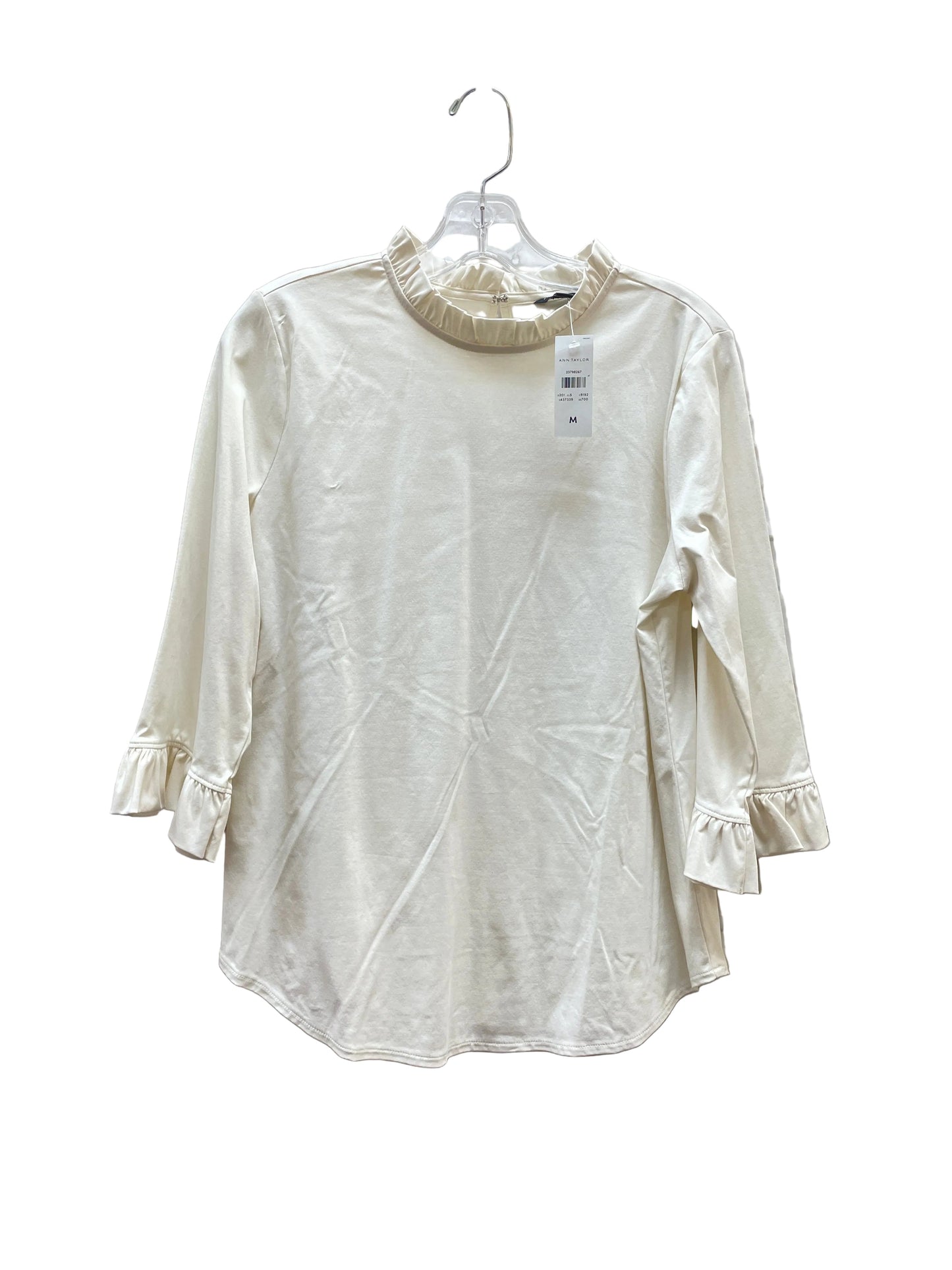 Top 3/4 Sleeve By Ann Taylor In Ivory, Size:M