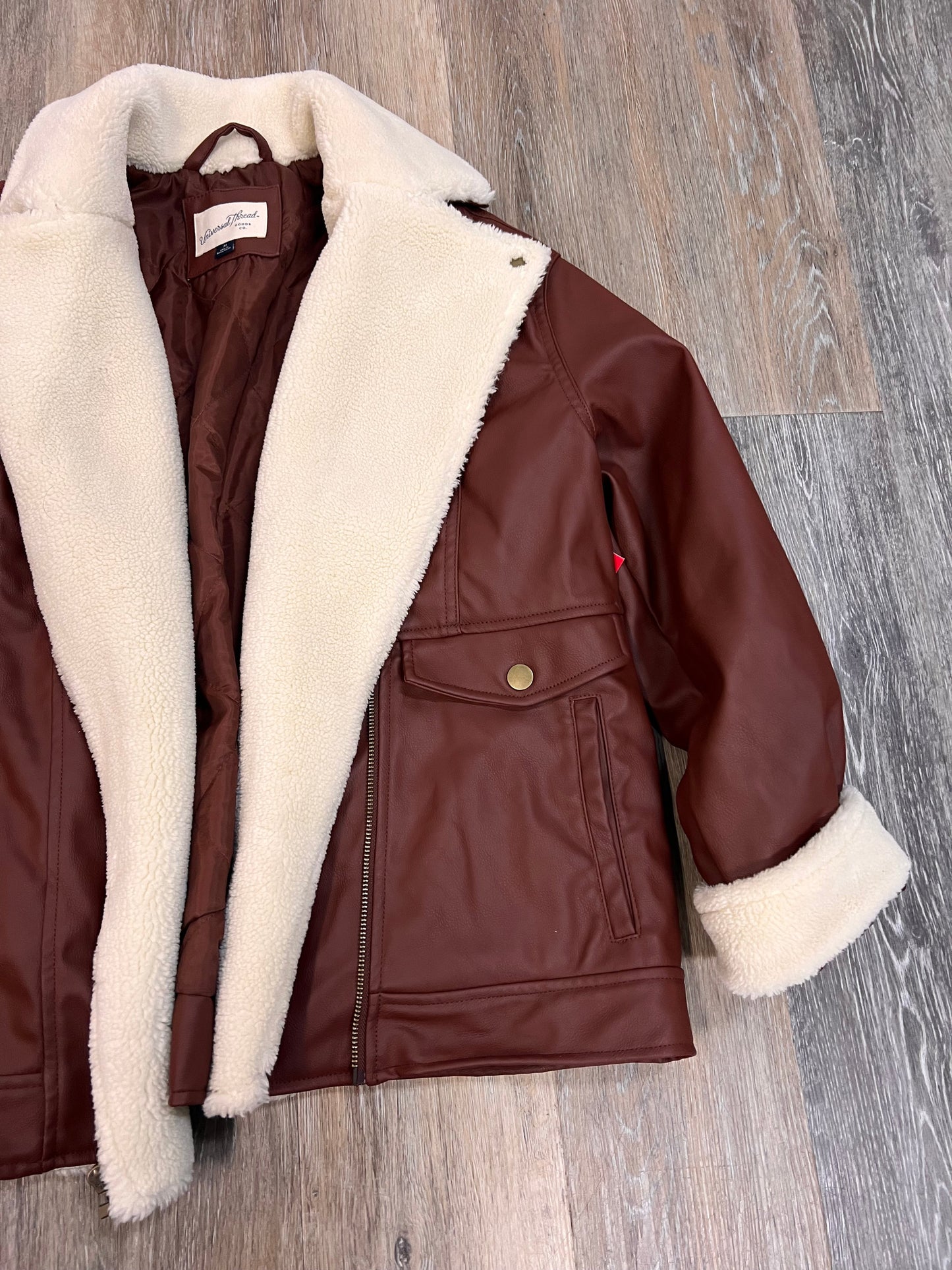 Jacket Moto By Universal Thread In Brown, Size: M